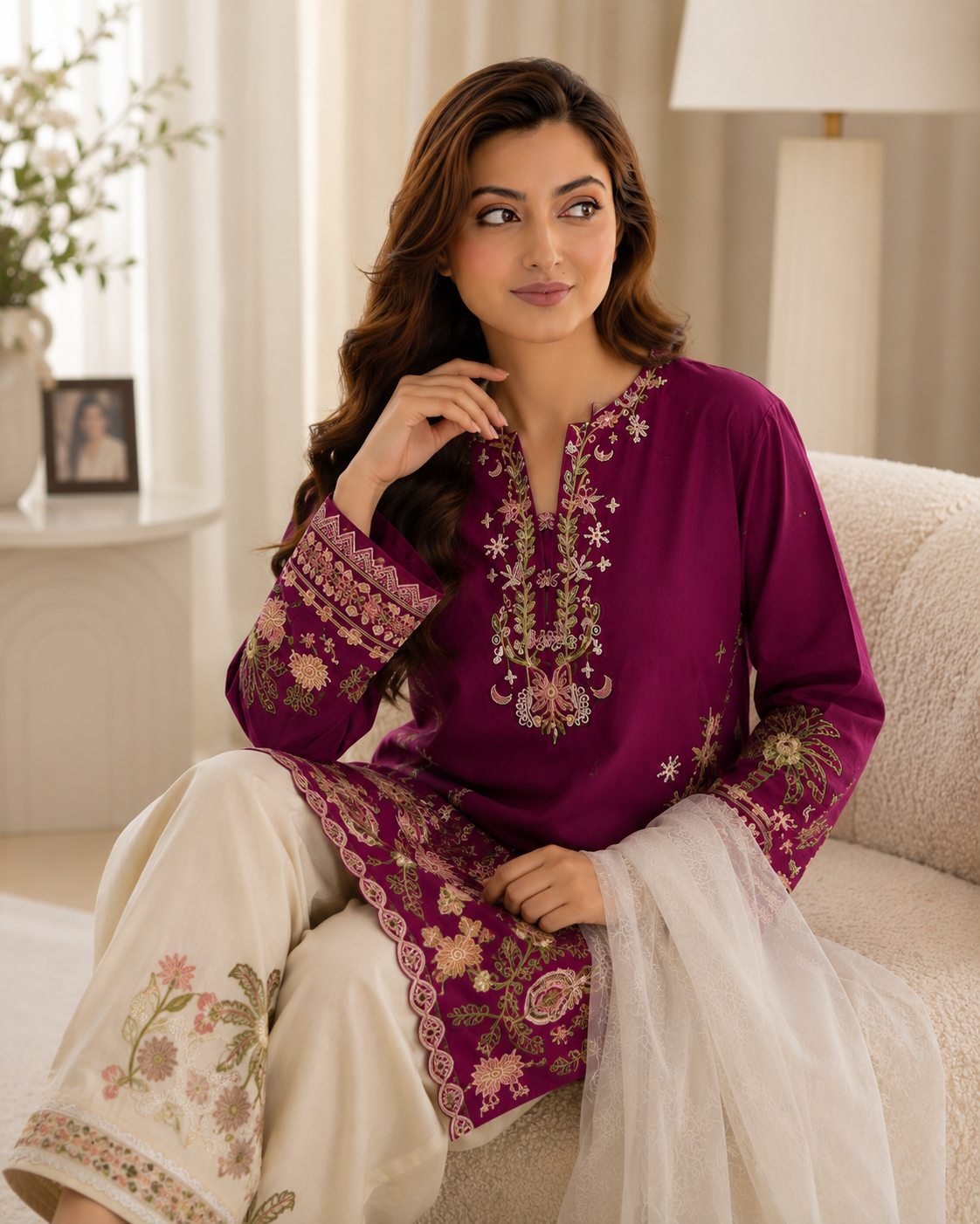 Mulberry Bloom 3 PCs EMBROIDERY - Tawakal Closet