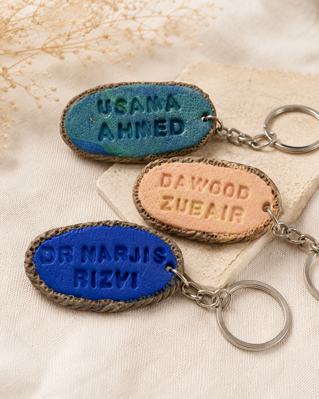 Custom Name Keychain- Engraved Style - Clay Boutique