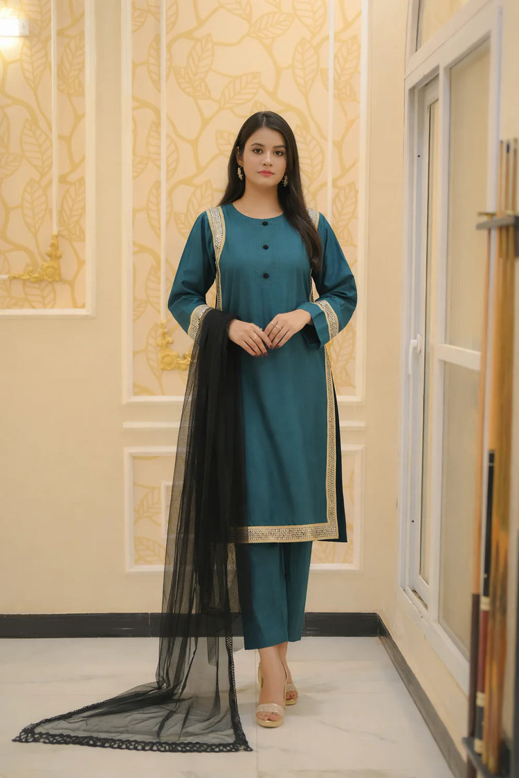 Teal Royal Glow 3 Piece Suit -  Shadeforteen