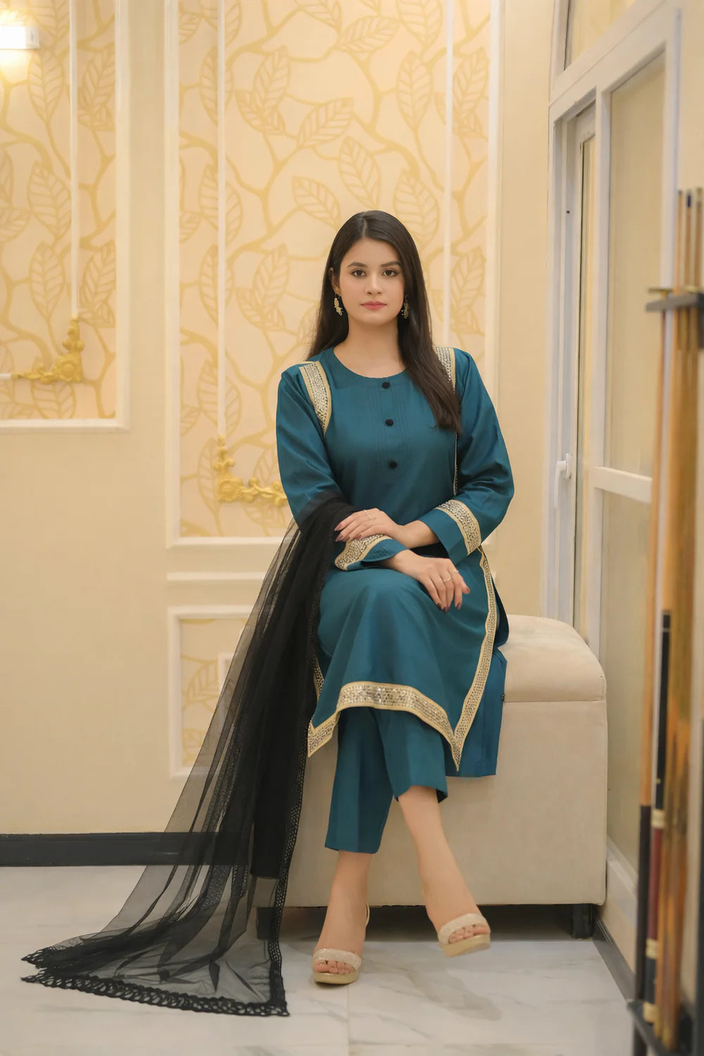 Teal Royal Glow 3 Piece Suit -  Shadeforteen