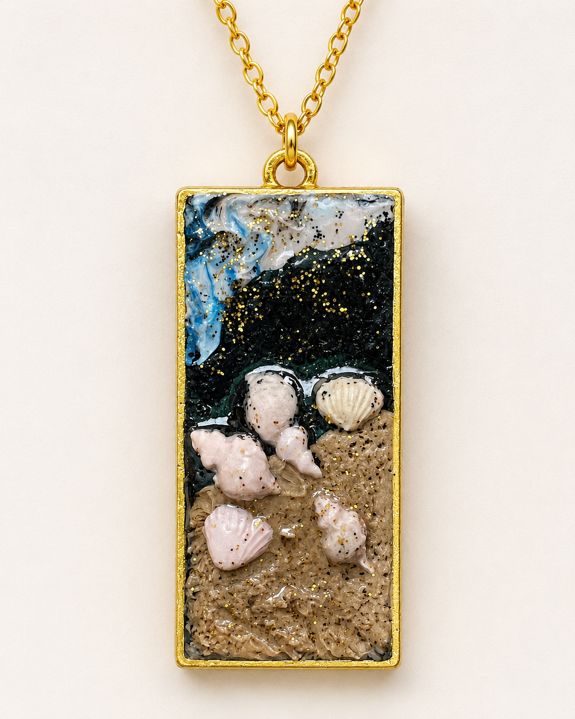 Golden Seashore Pendant - Clay Boutique
