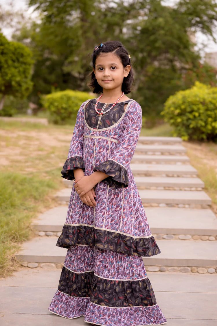 Floral Print Digital Lawn With Gharara - Shadeforteen