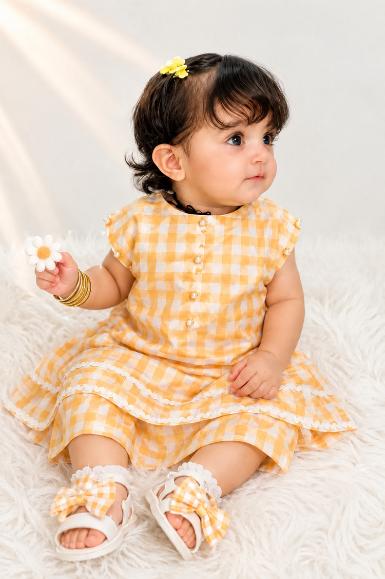 Yellow Check Print Infant 2-Piece Set - Urban Cut