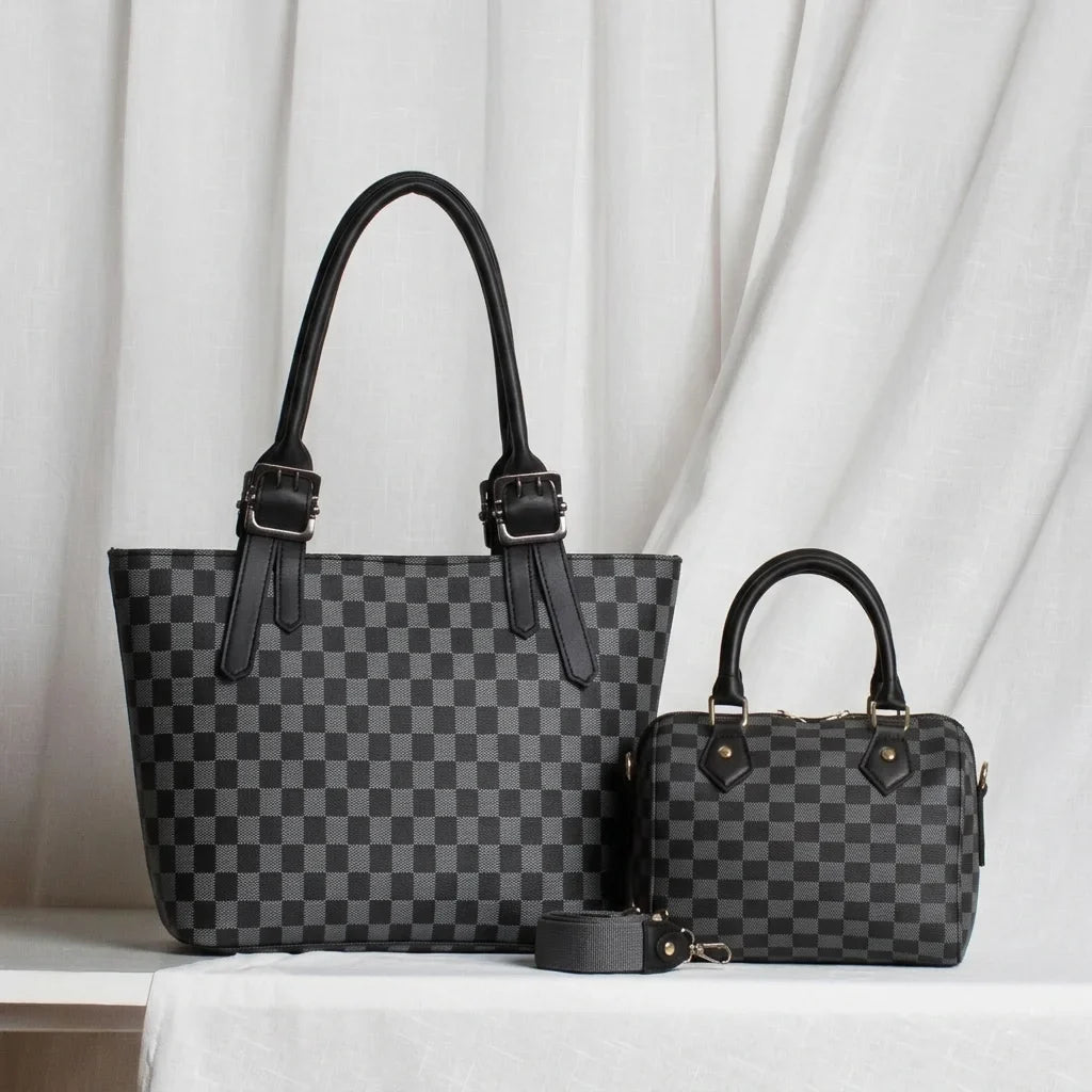 Classic Checkereds - Black Handbag & Duffle Sling Bag Combo - HBH