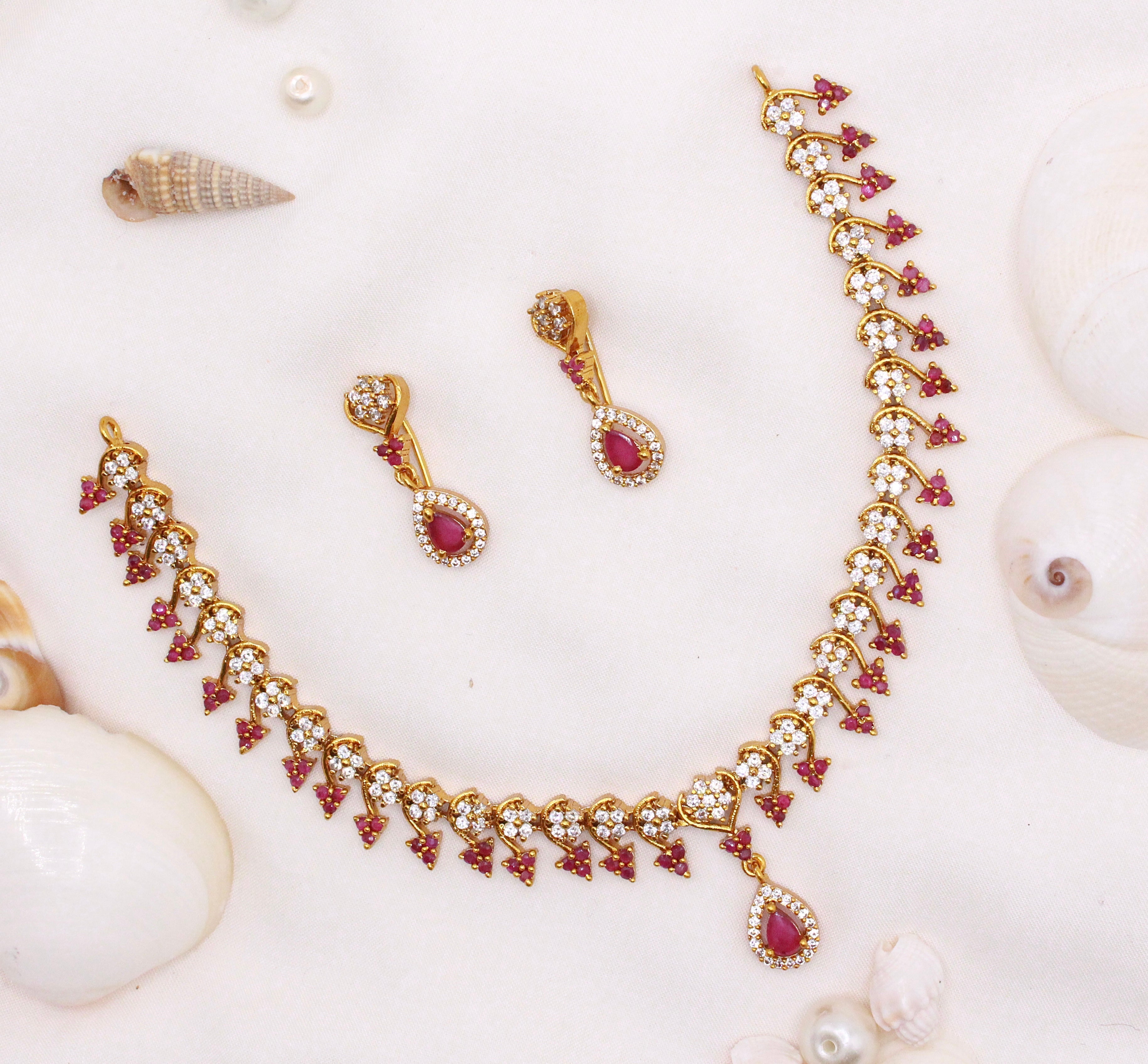 Diamond Designer Red Set - Aloro Jewels