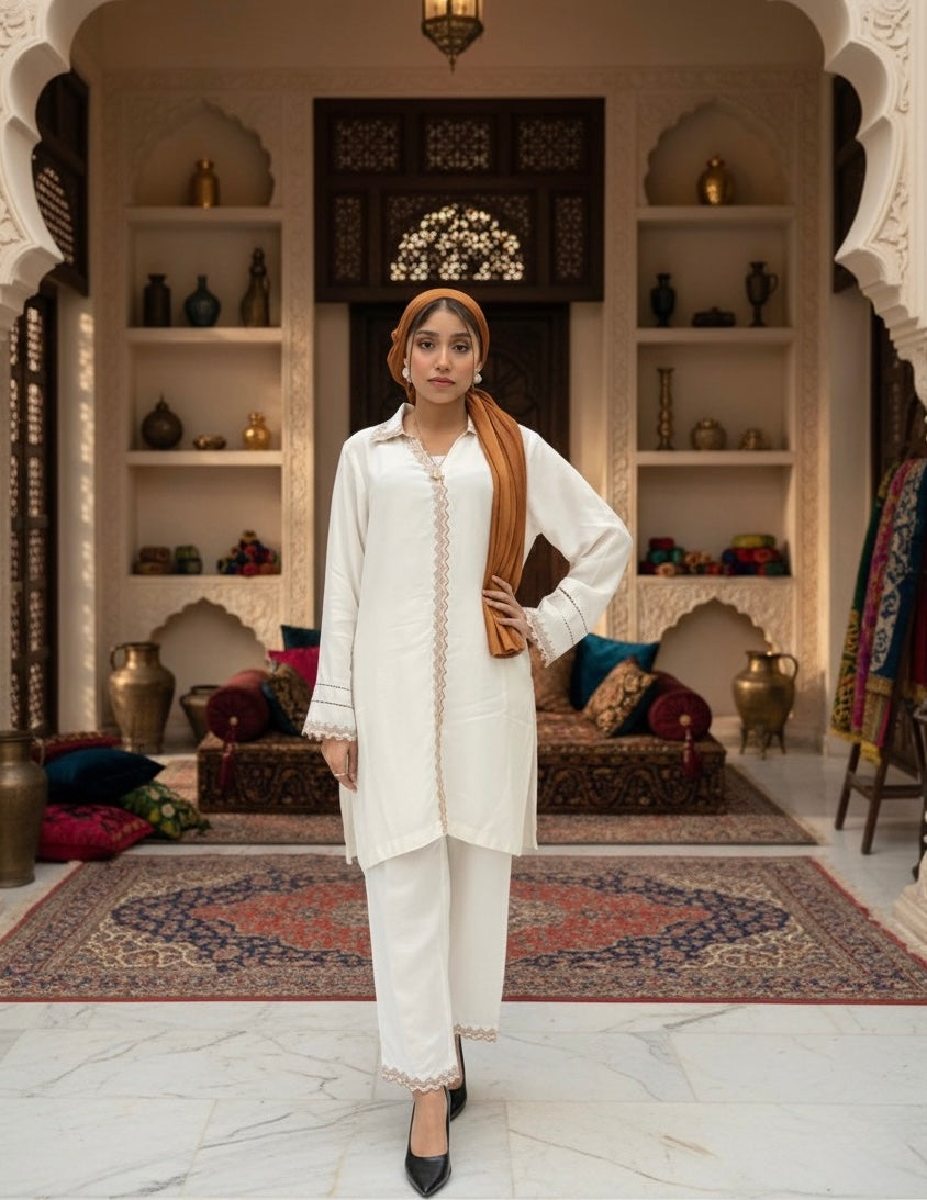EST-028 Ivory - Co ord set - SYAH