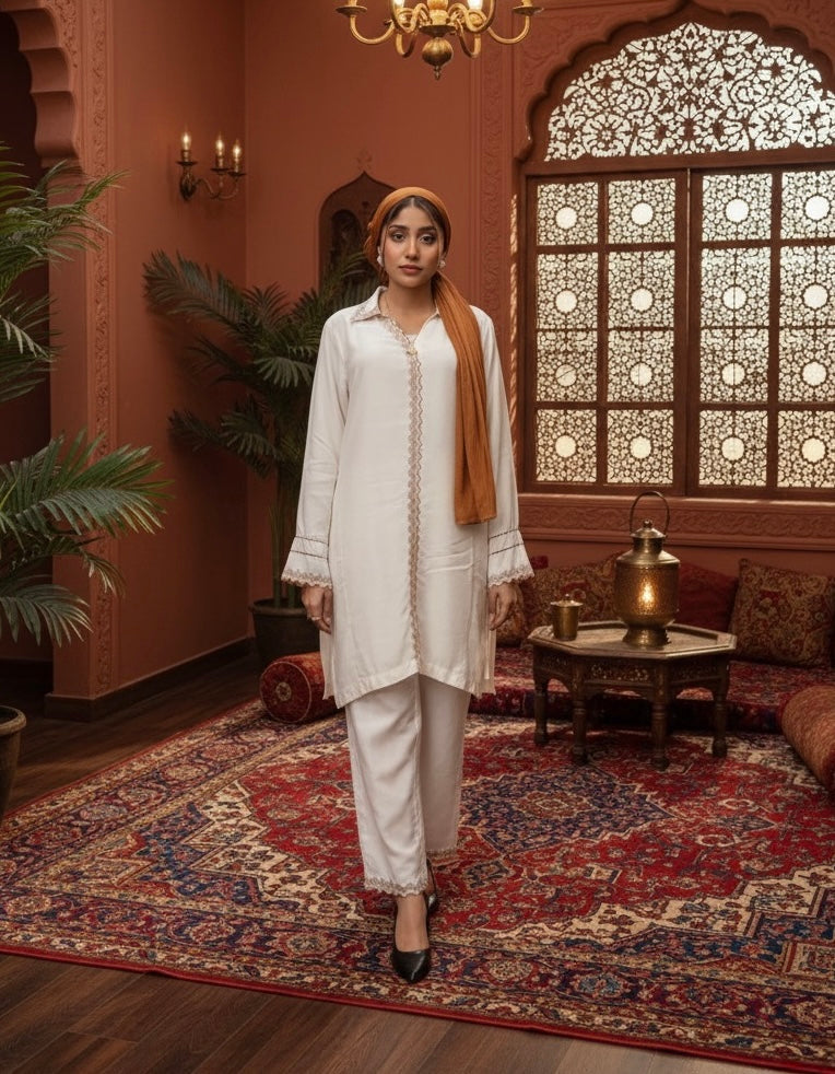 EST-028 Ivory - Co ord set - SYAH