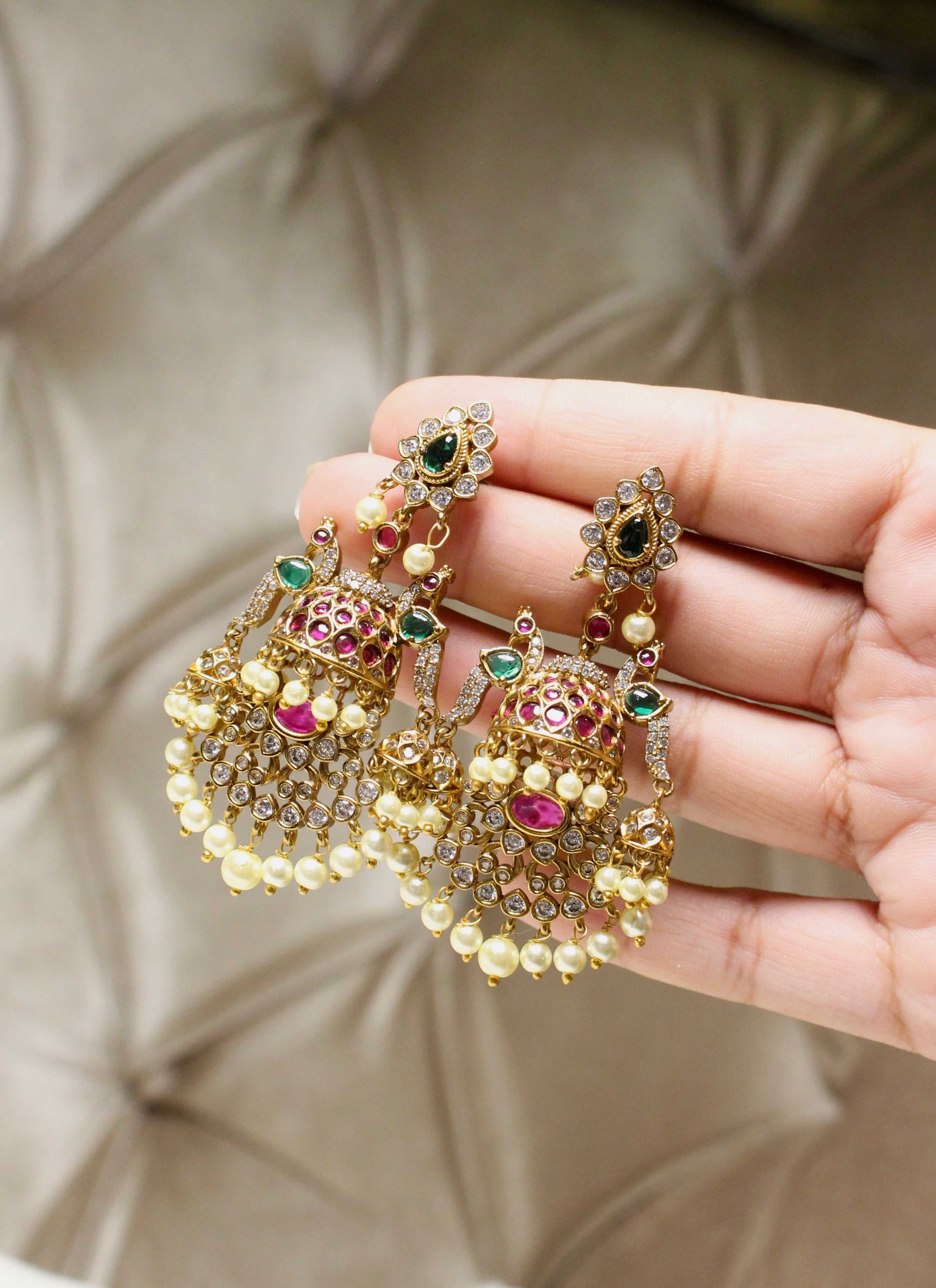 Rang Mehal Chandelier Earrings - Aloro Jewels