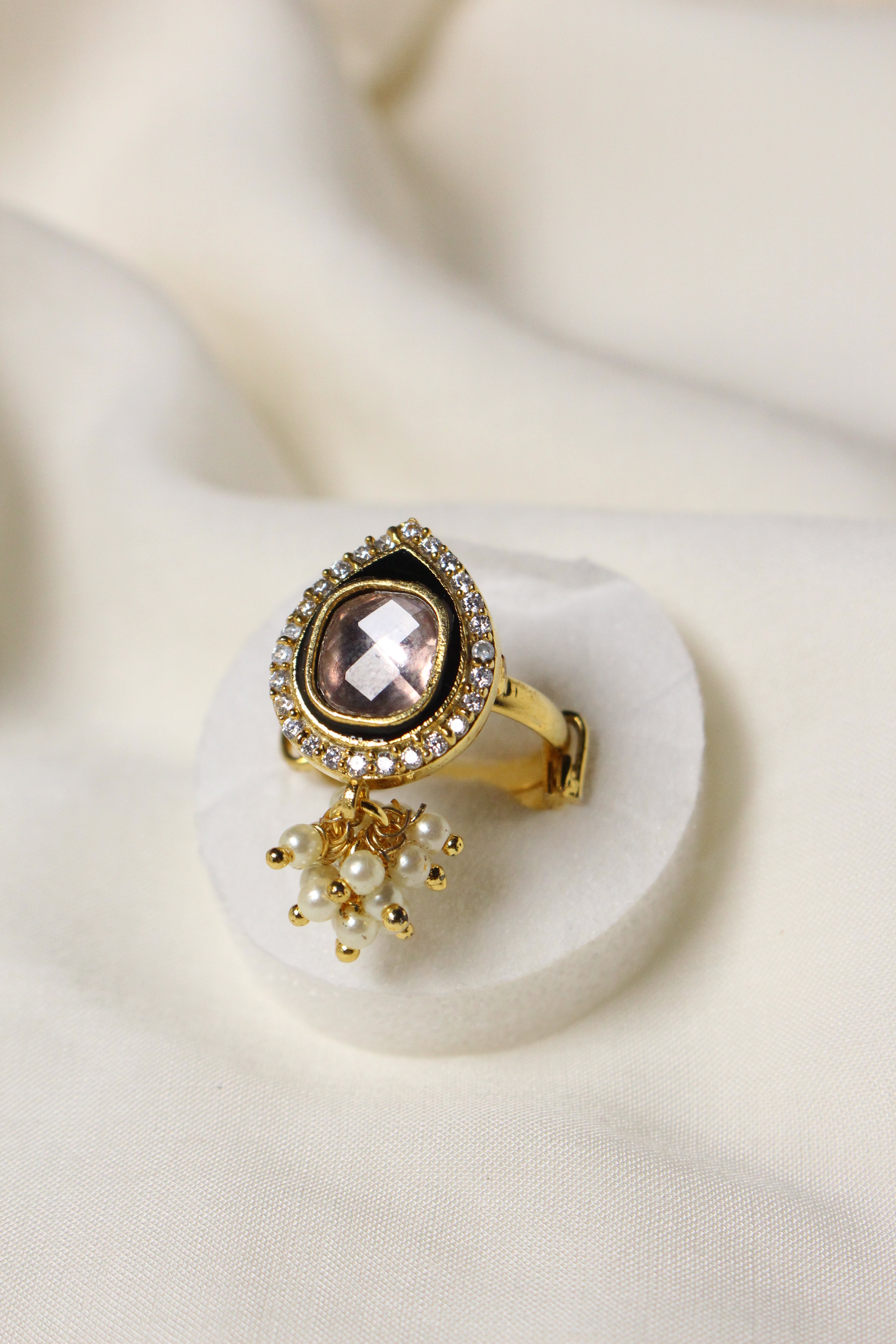 Kundan Drop Ring - Aloro Jewels