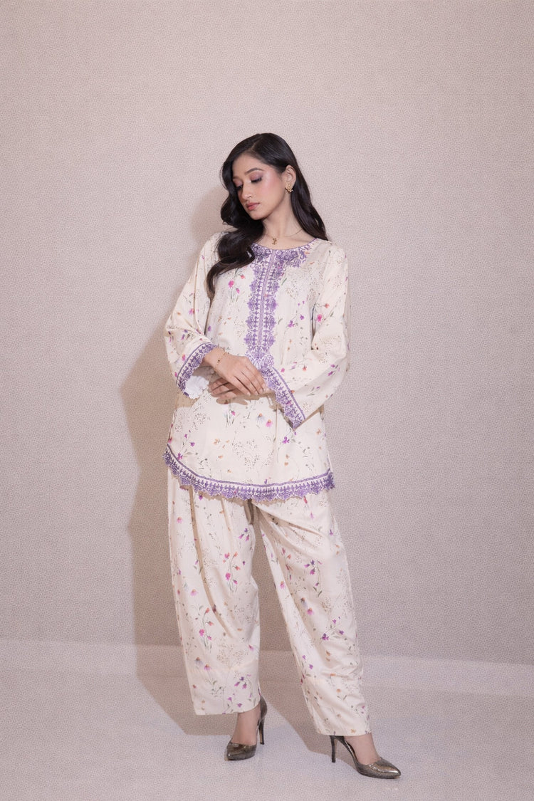 Embroidered Co-Ord Set With Farshi Shalwar - Urban Cut