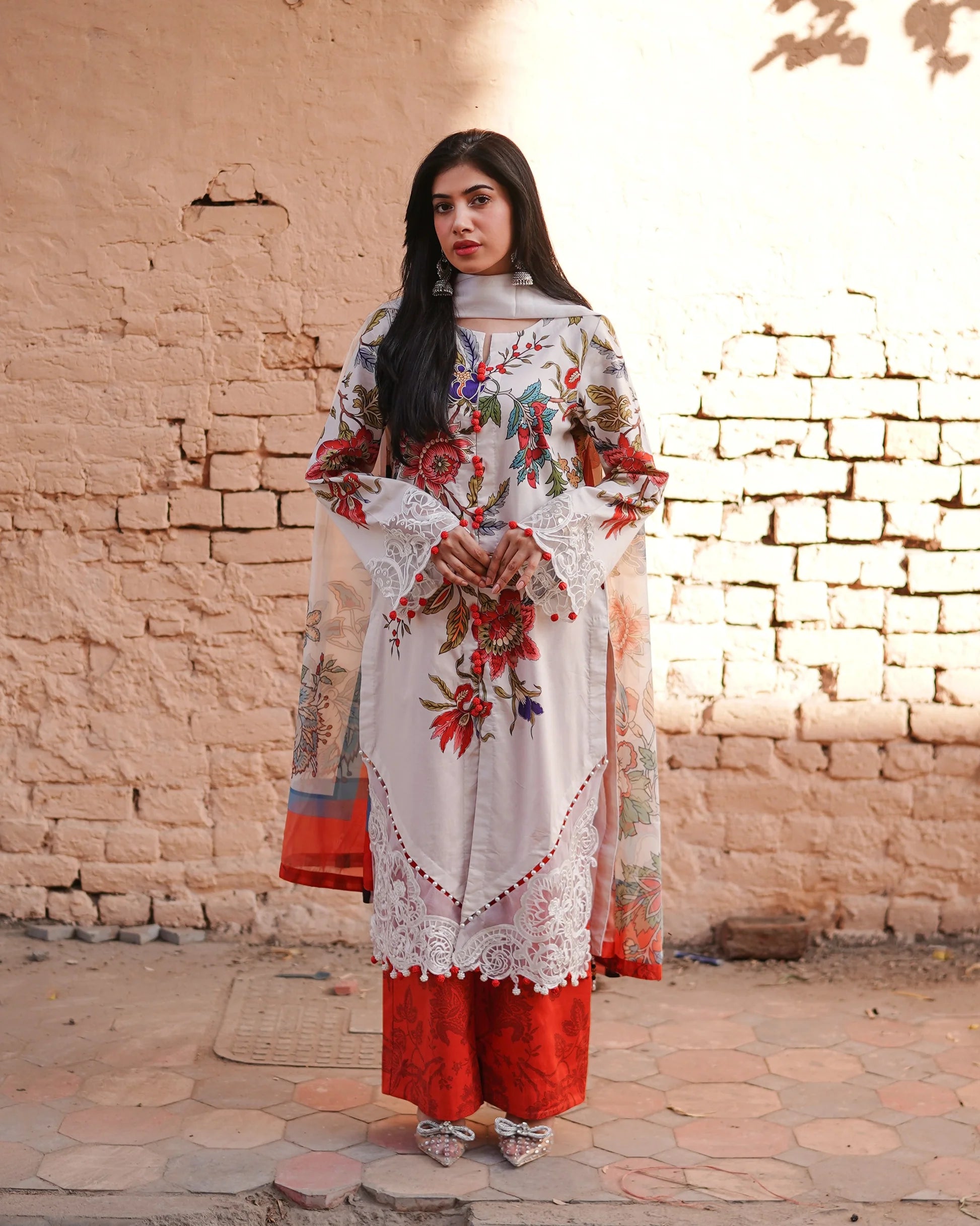 3 Piece Unstitched - Premium Lawn White Suit - Abeer Rasheed
