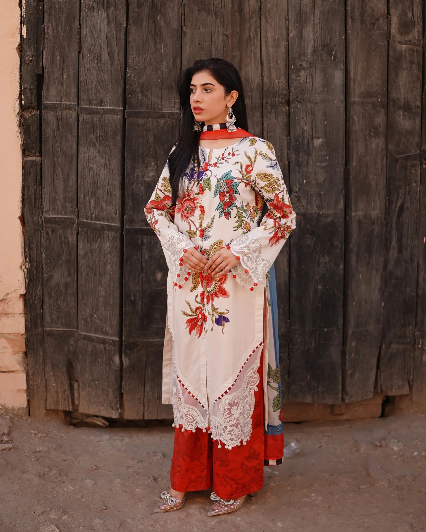3 Piece Unstitched - Premium Lawn White Suit - Abeer Rasheed