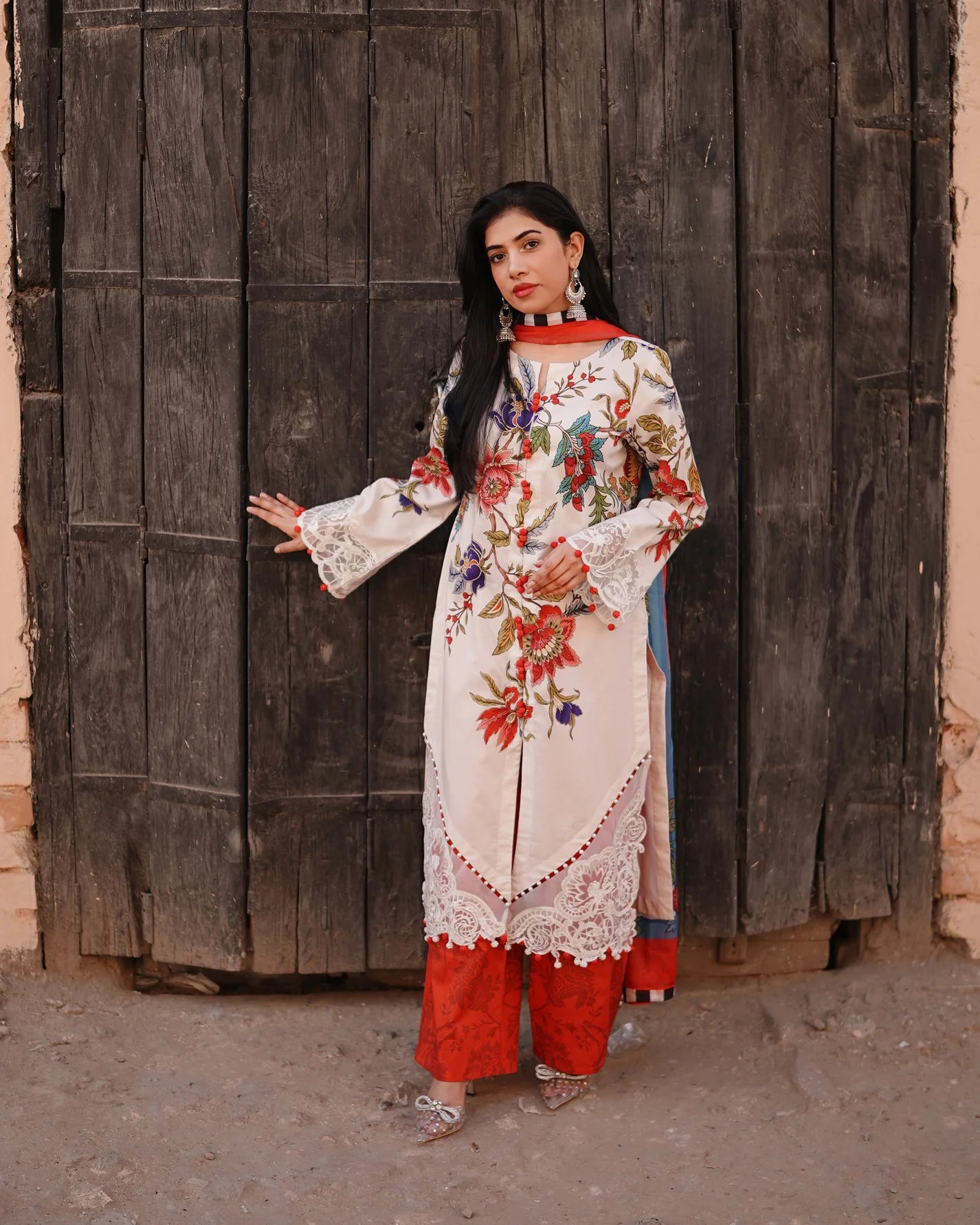 3 Piece Unstitched - Premium Lawn White Suit - Abeer Rasheed