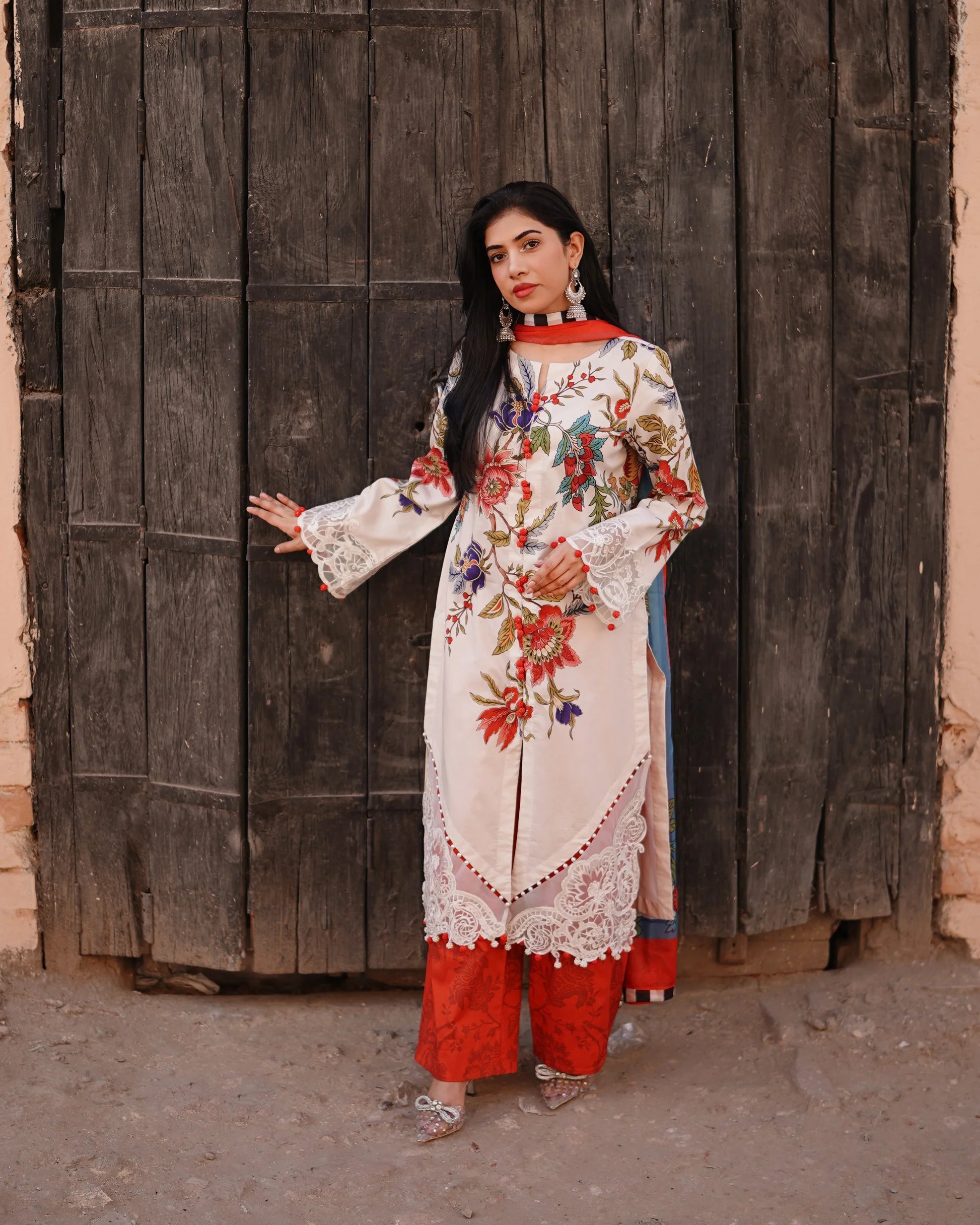 3 Piece Unstitched - Premium Lawn White Suit - Abeer Rasheed