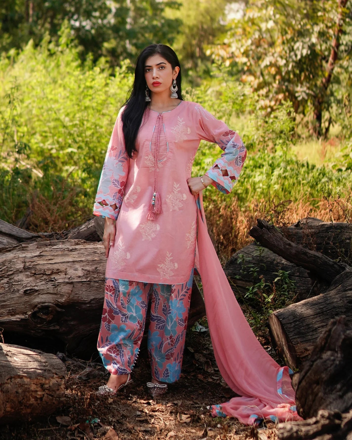 3 Piece Unstitched - Premium Lawn Peach Suit - Abeer Rasheed