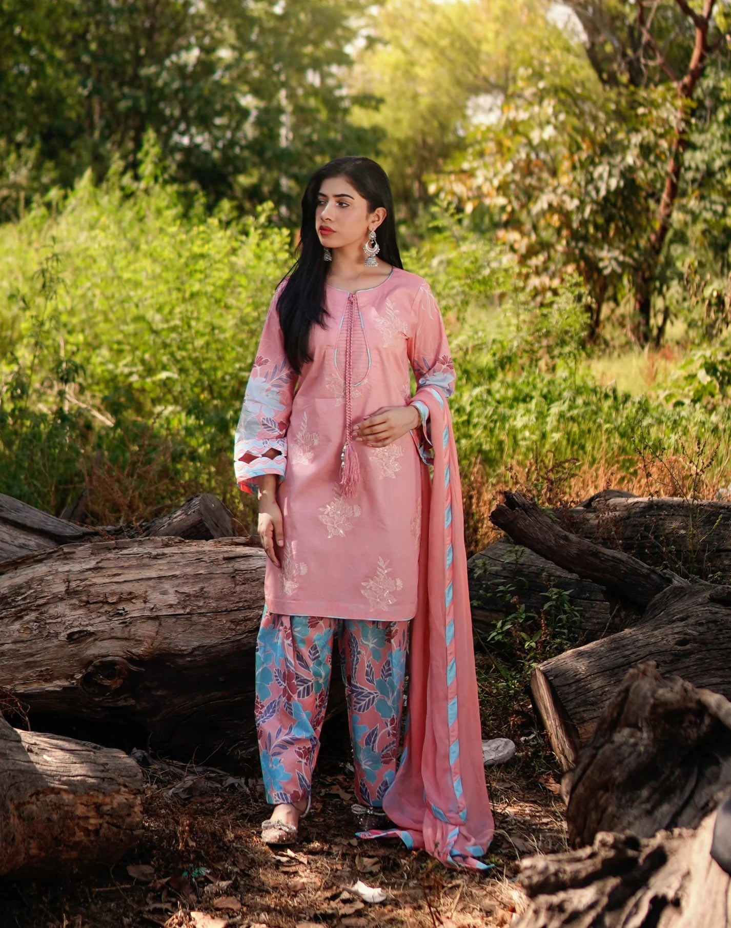 3 Piece Unstitched - Premium Lawn Peach Suit - Abeer Rasheed