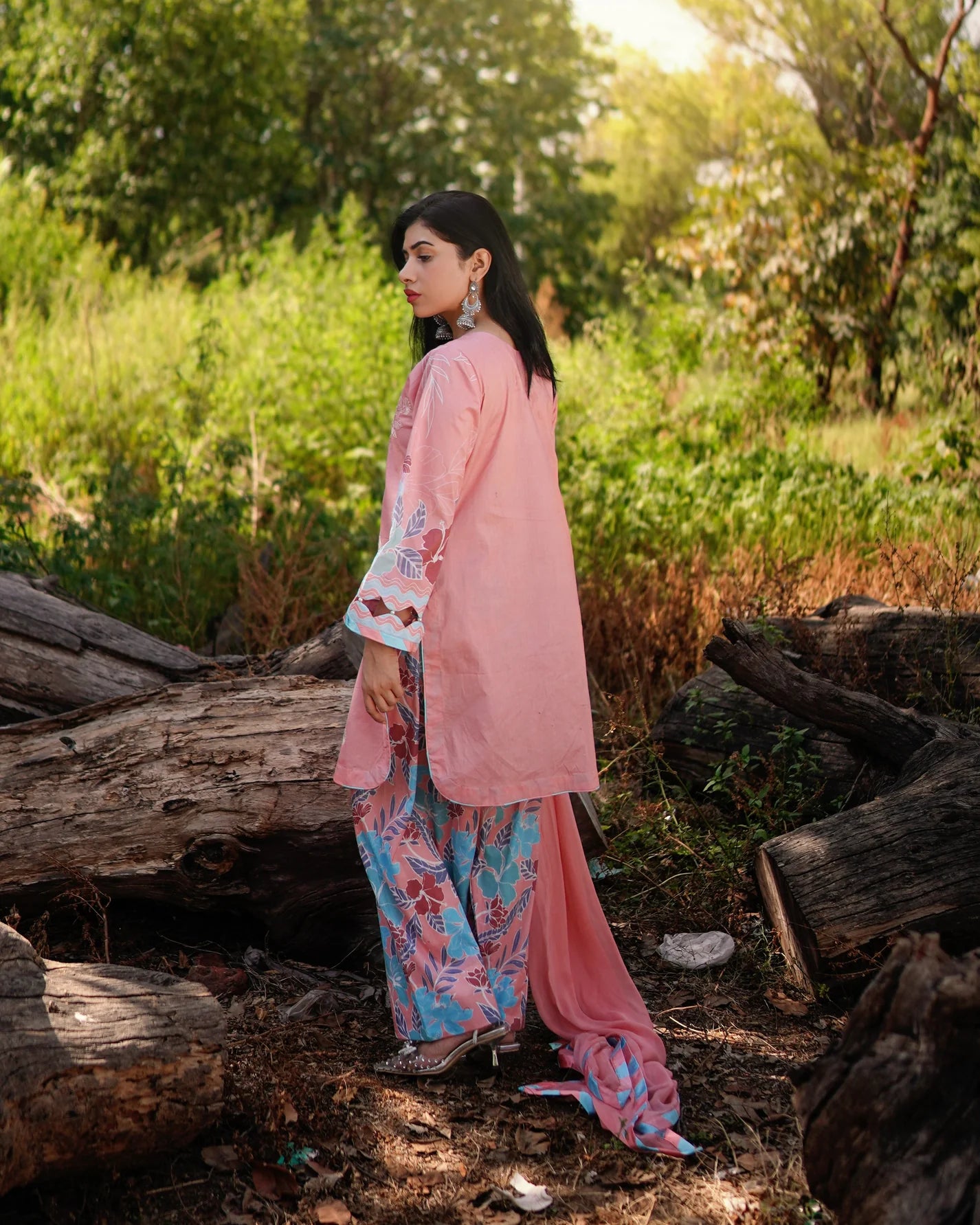 3 Piece Unstitched - Premium Lawn Peach Suit - Abeer Rasheed