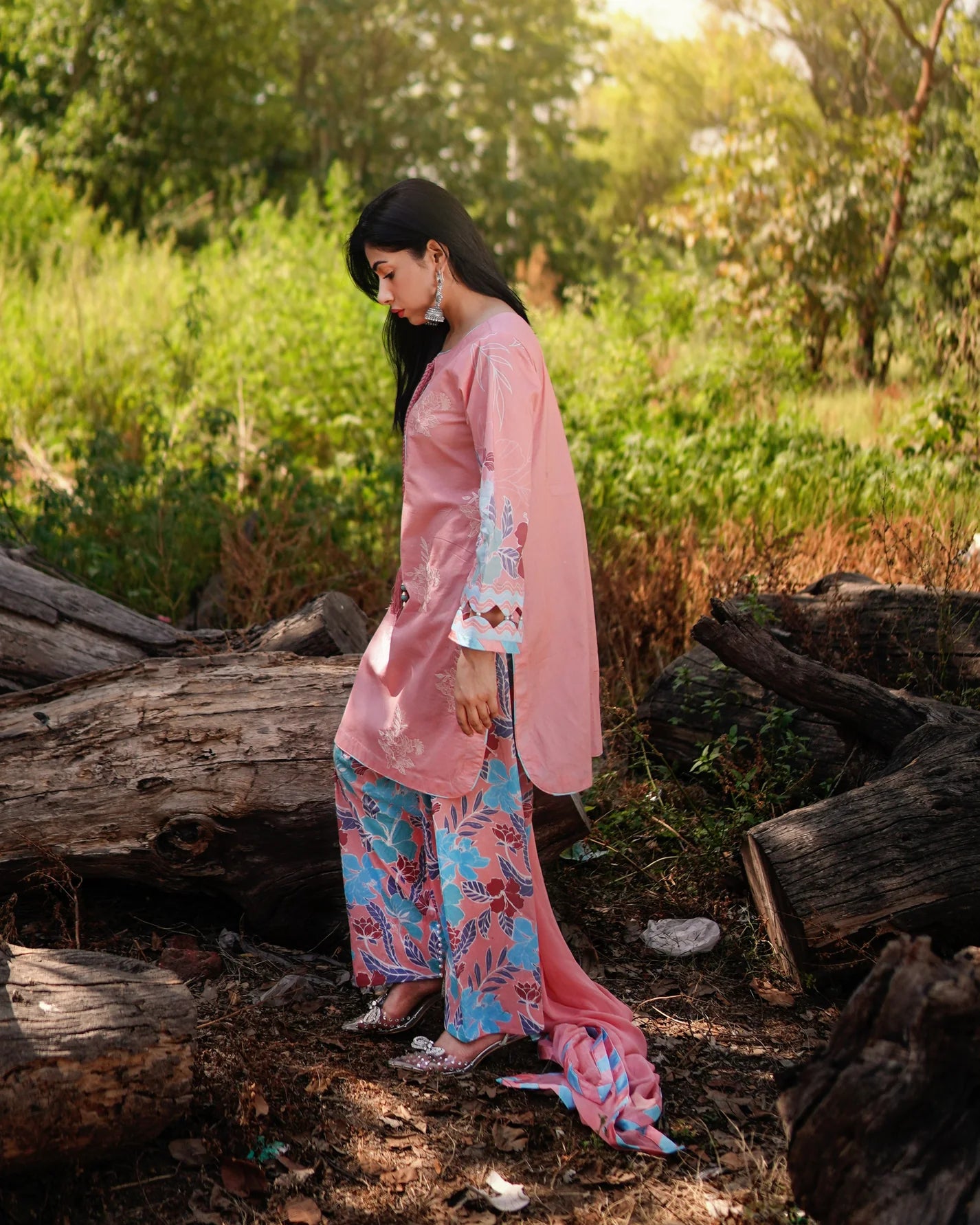 3 Piece Unstitched - Premium Lawn Peach Suit - Abeer Rasheed