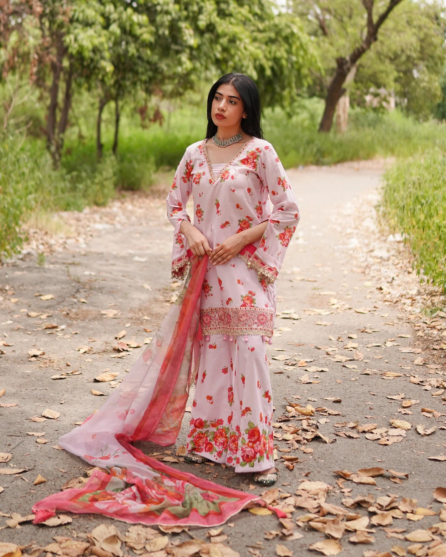 3 Piece Unstitched - Premium Lawn Light Pink Suit - Abeer Rasheed