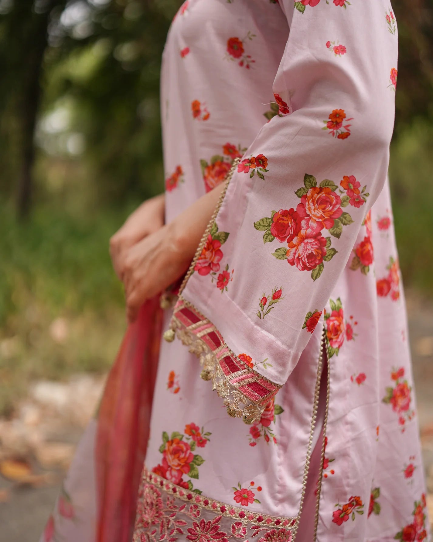 3 Piece Unstitched - Premium Lawn Light Pink Suit - Abeer Rasheed