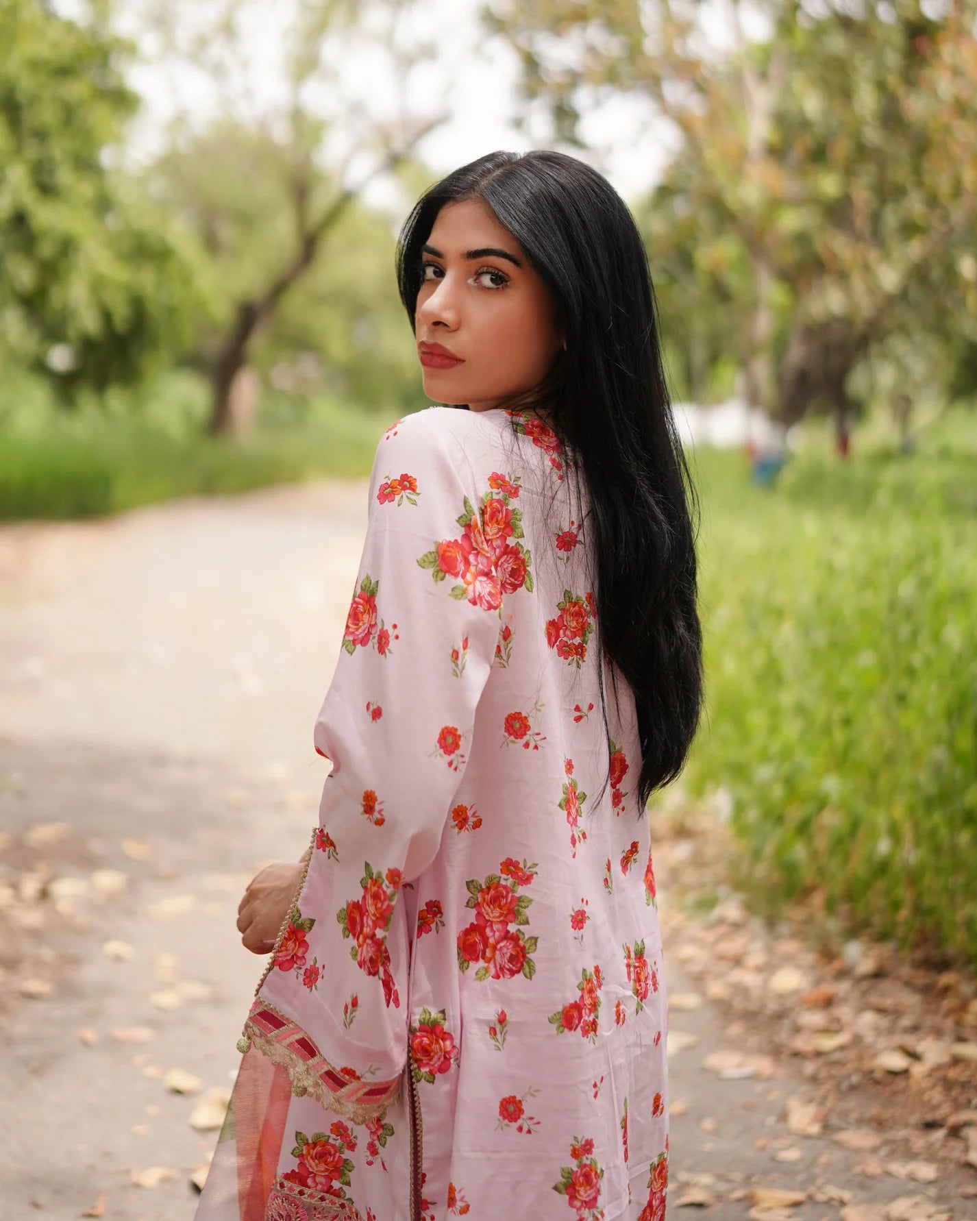 3 Piece Unstitched - Premium Lawn Light Pink Suit - Abeer Rasheed