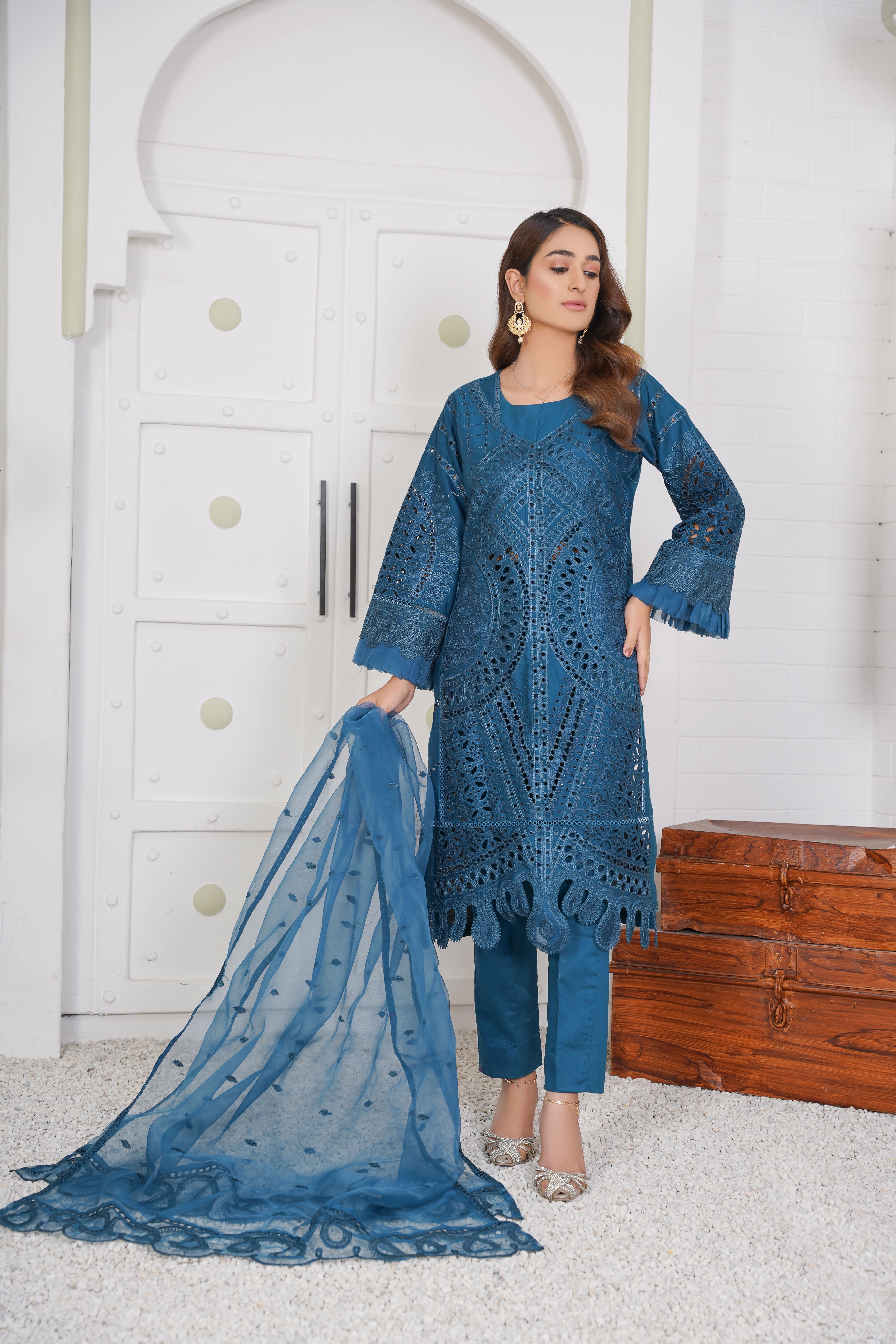 PRET Embroidered Chikankari - 3 PC - Threads & Weaves