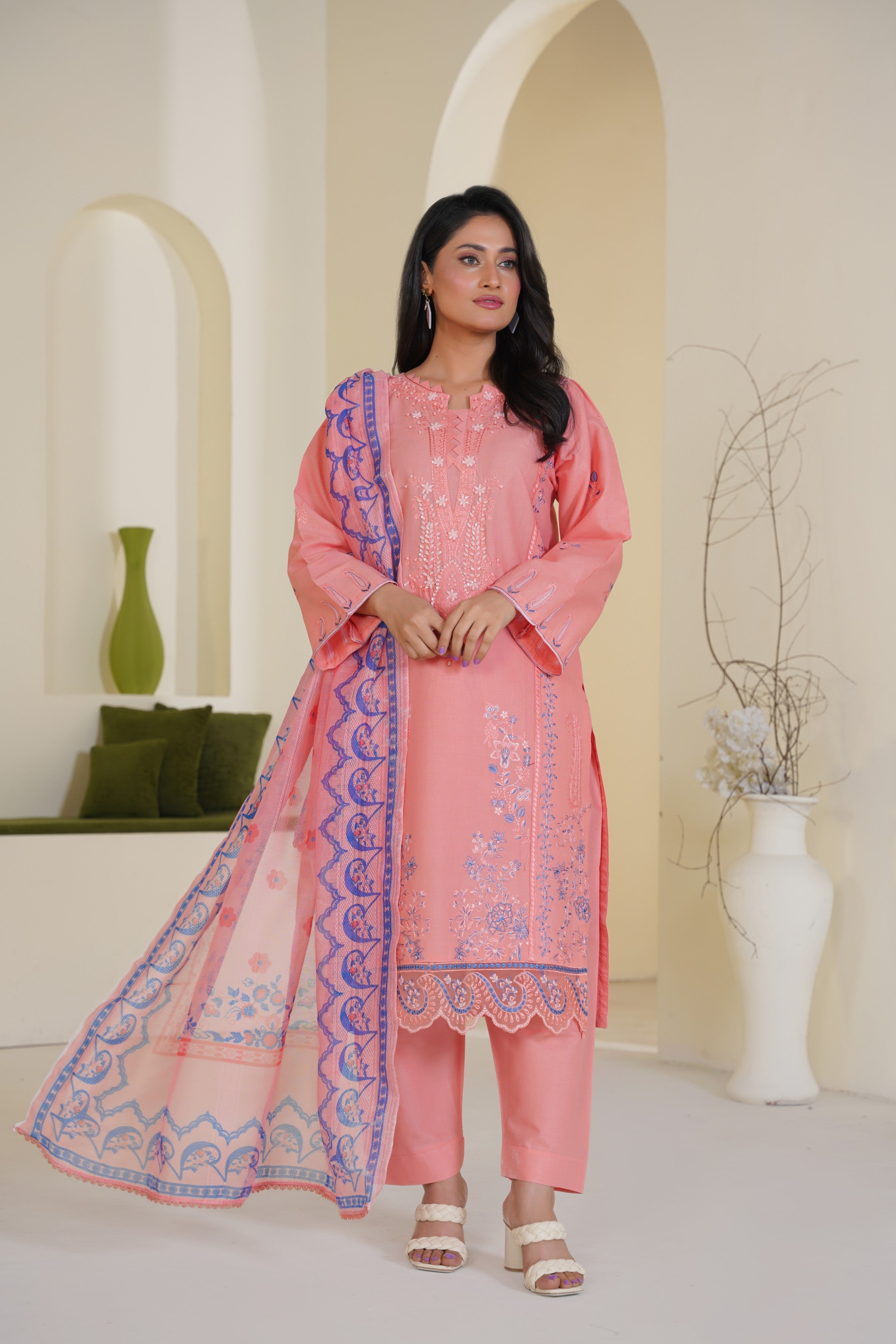 Peach Blossom Lawn Ready to Wear 3PC - Threads & Weaves
