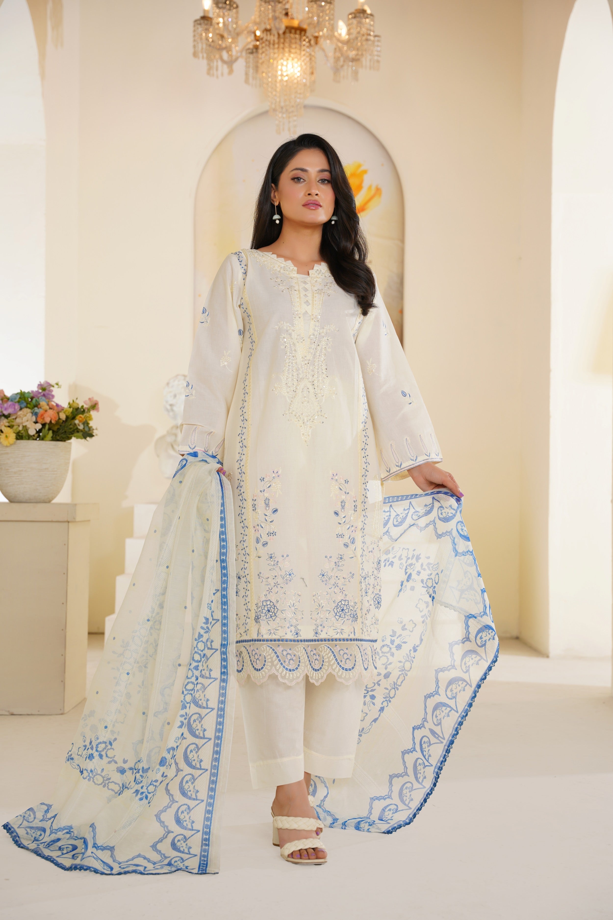 Ivory Breeze Embroidered Lawn Ready to Wear 3PC - Threads & Weaves