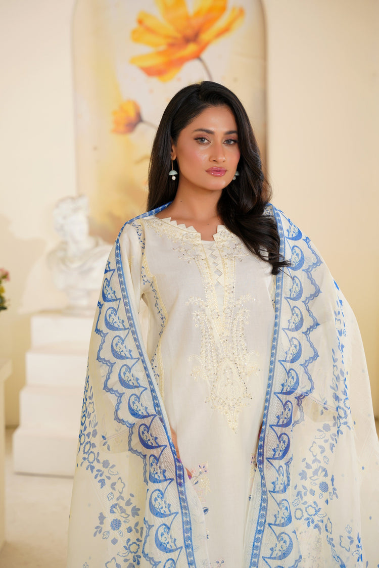 Ivory Breeze Embroidered Lawn Ready to Wear 3PC - Threads & Weaves