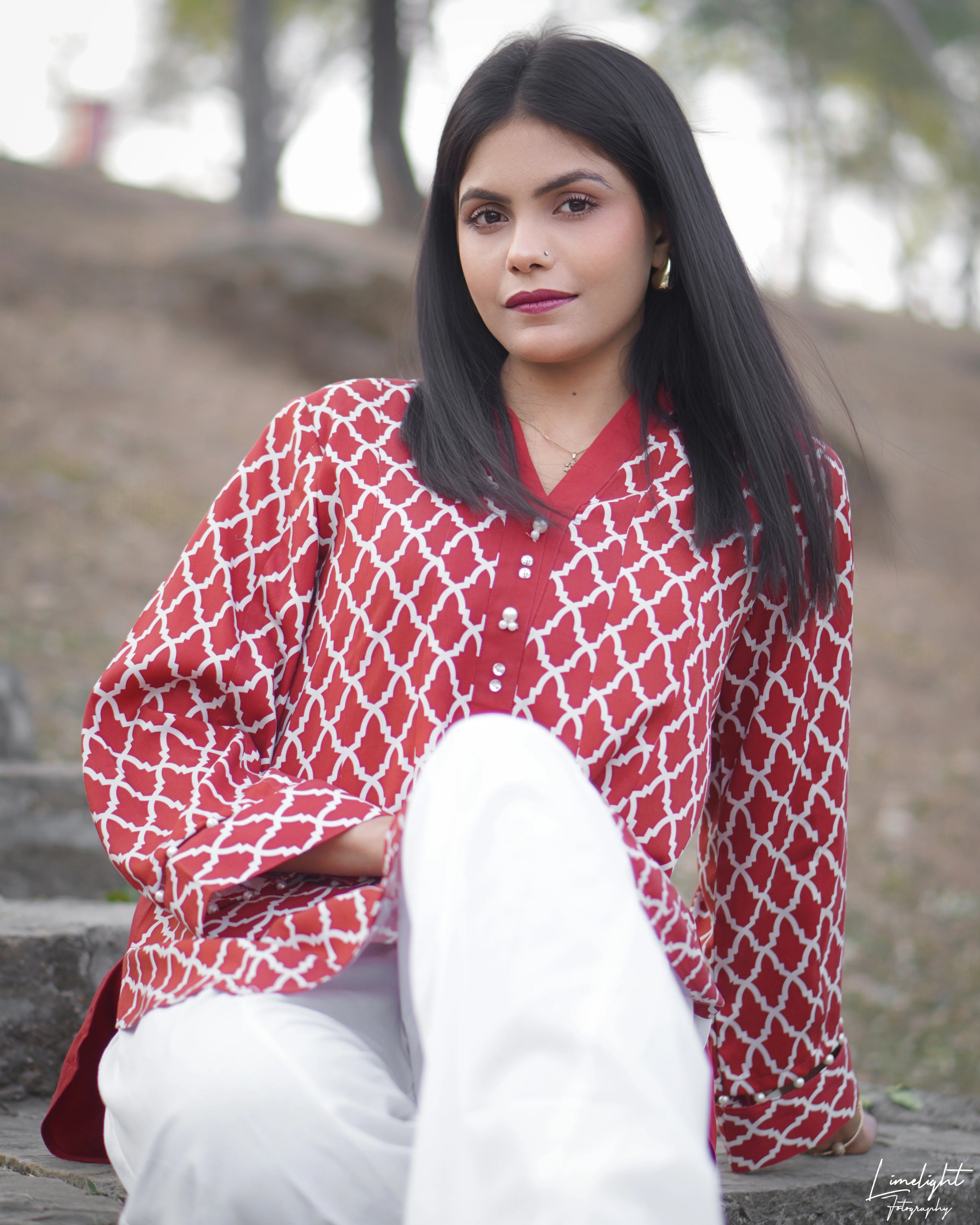 2 Piece Printed Co-Ord Set - Red