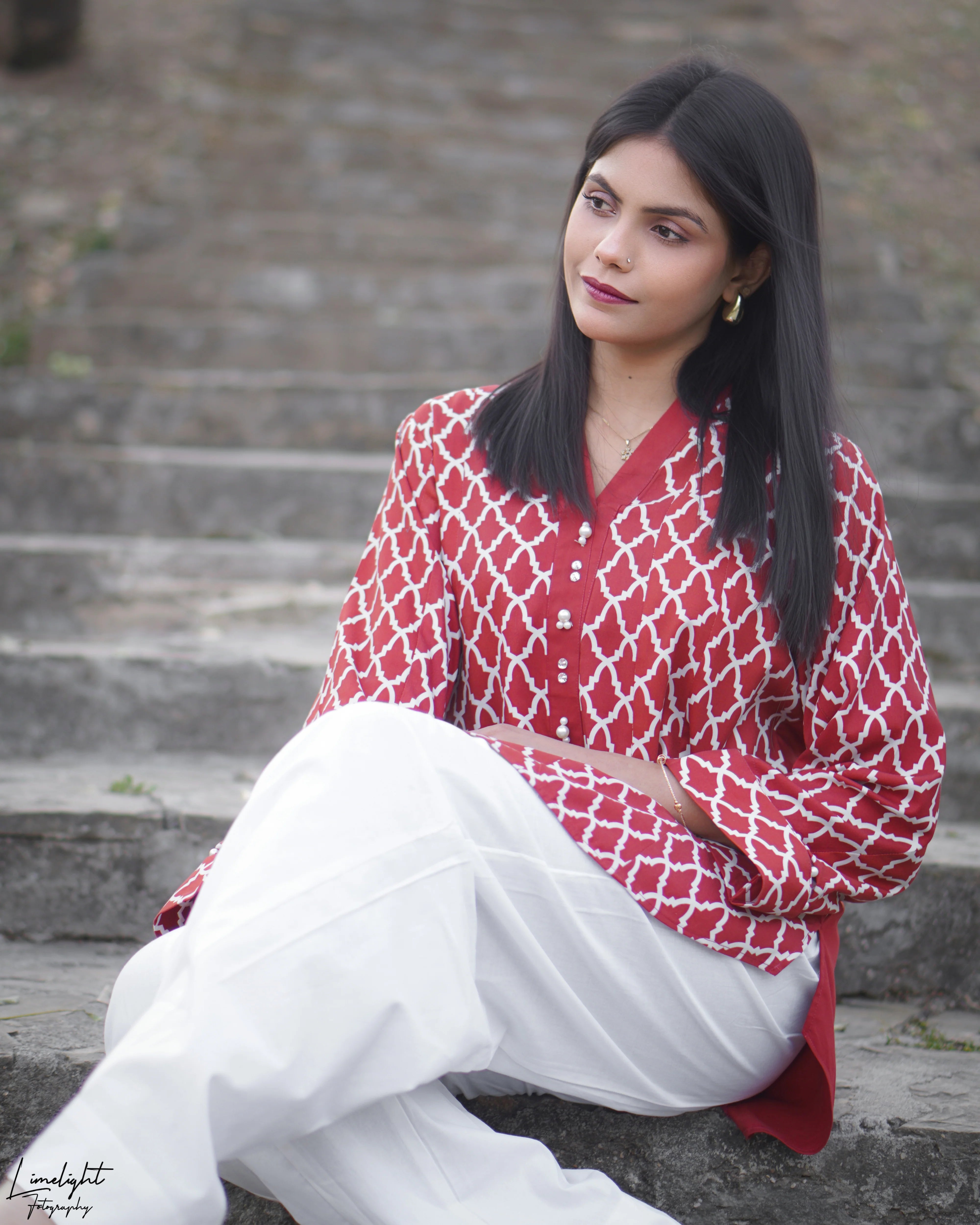 2 Piece Printed Co-Ord Set - Red