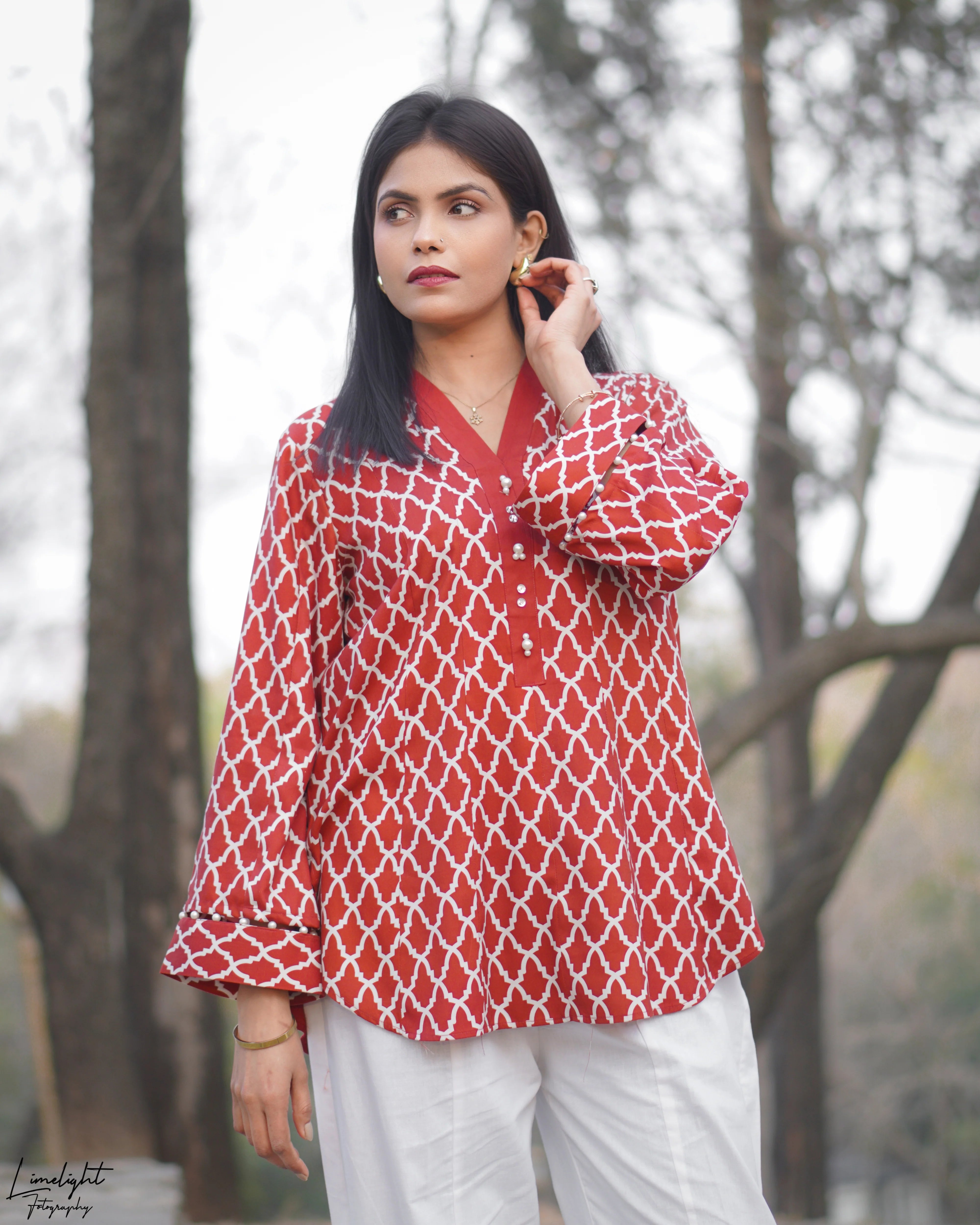 2 Piece Printed Co-Ord Set - Red