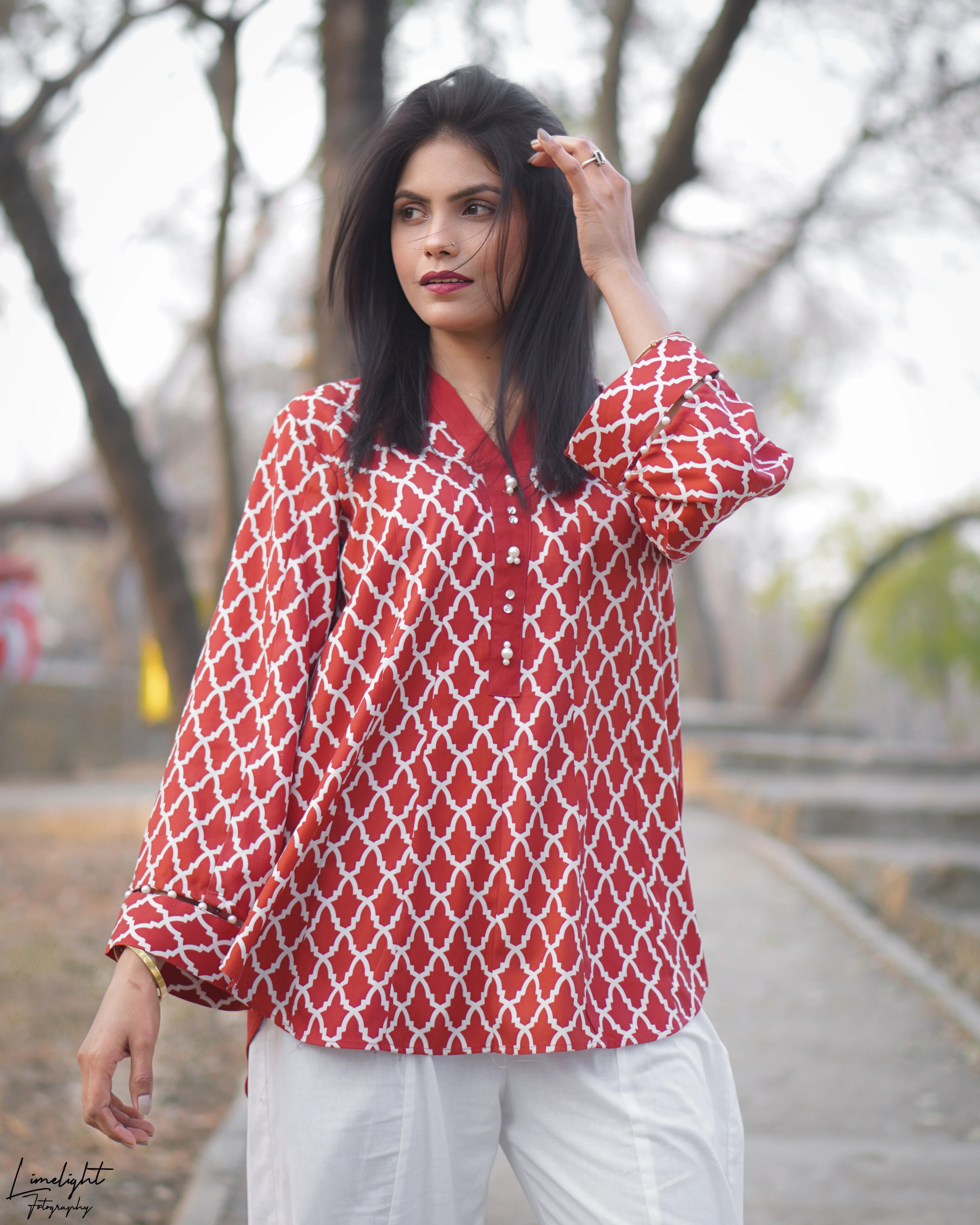 2 Piece Printed Co-Ord Set - Red