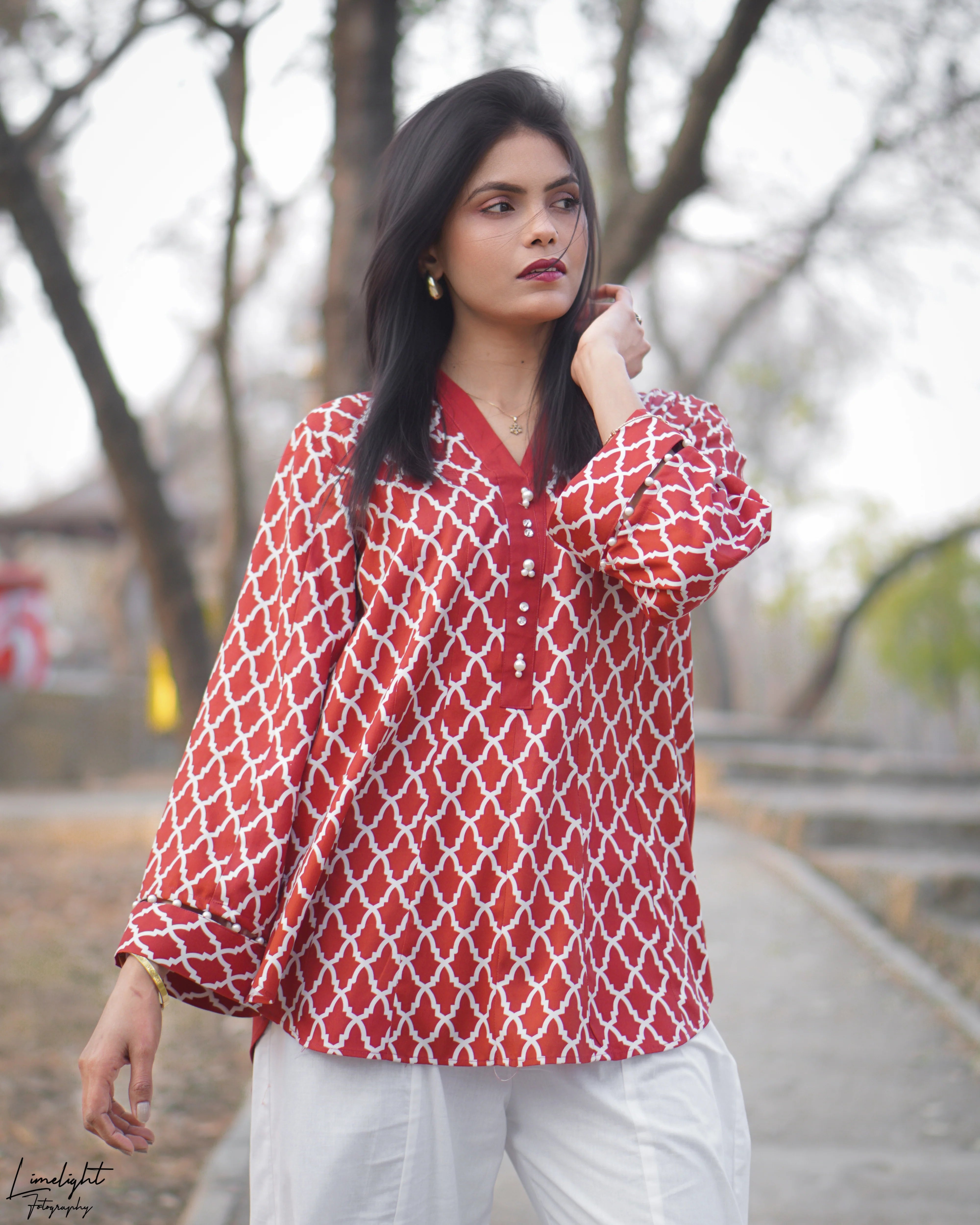2 Piece Printed Co-Ord Set - Red