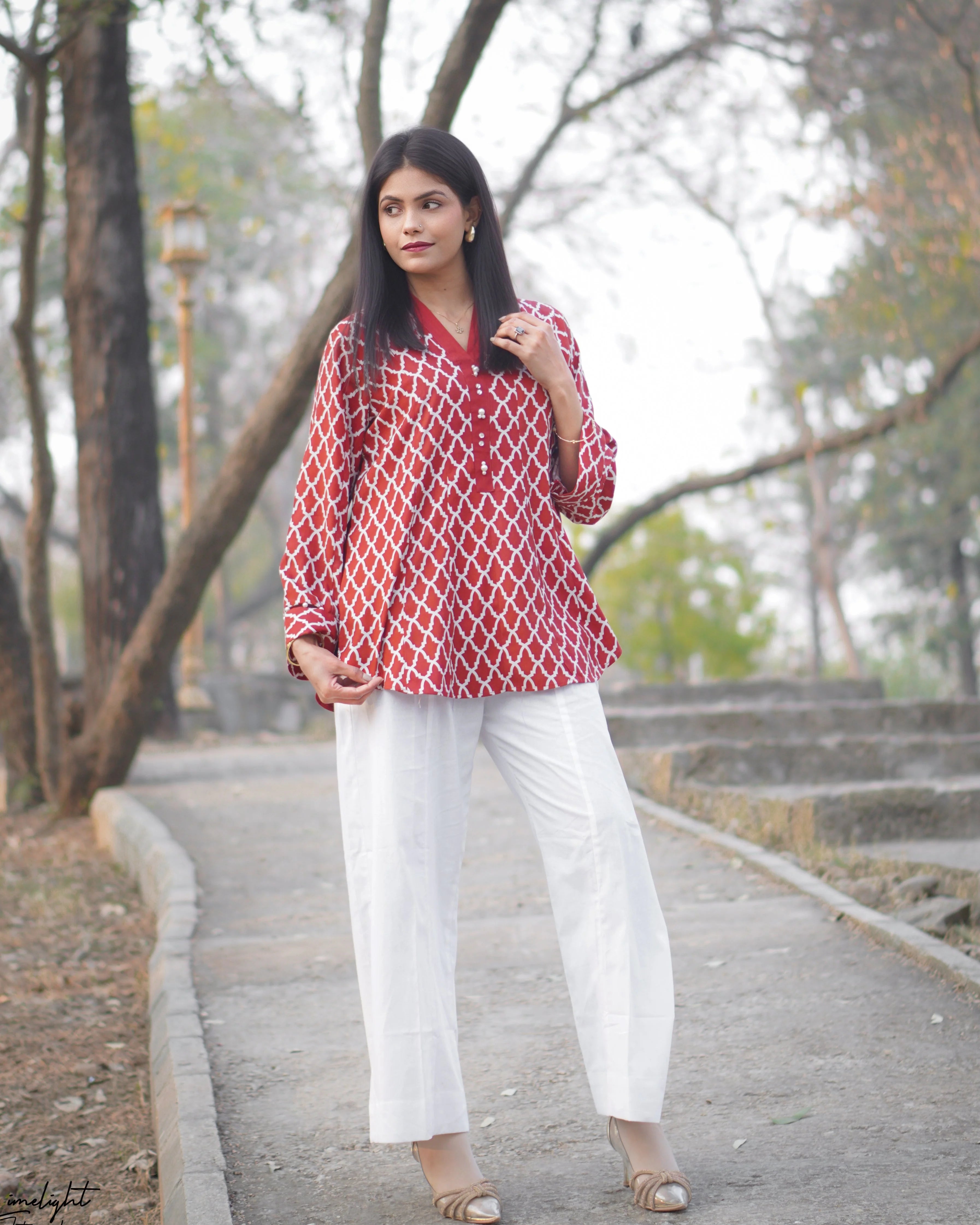 2 Piece Printed Co-Ord Set - Red
