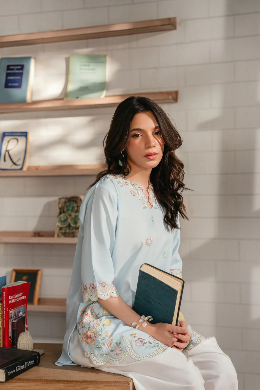 ICE BLUE 3 PC EMBROIDERY - Urban Haya