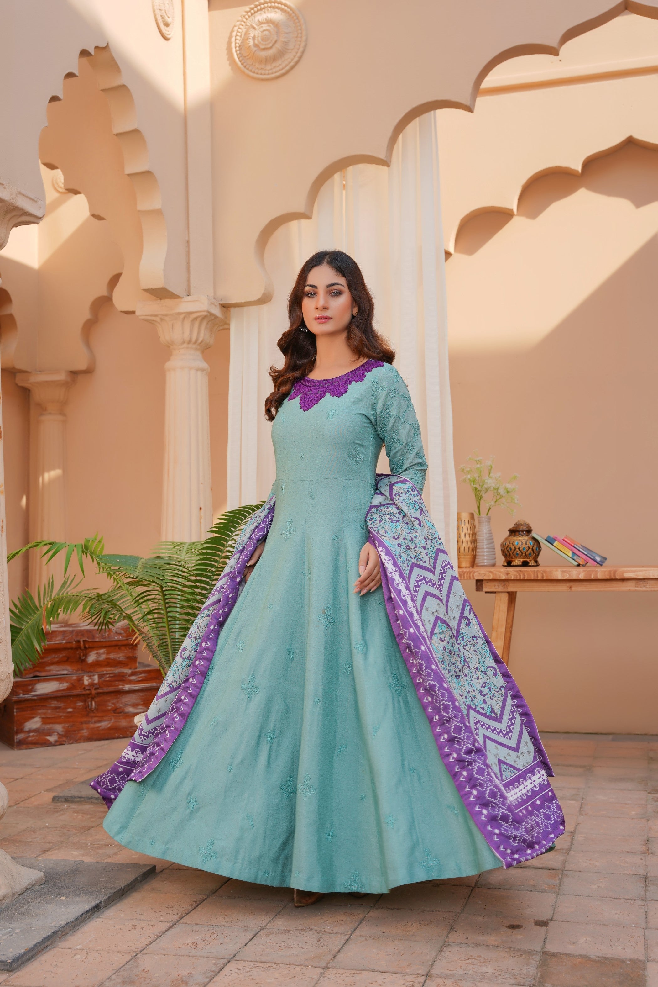 3 PC - Embroidered Karandi Pret - Threads & Weaves