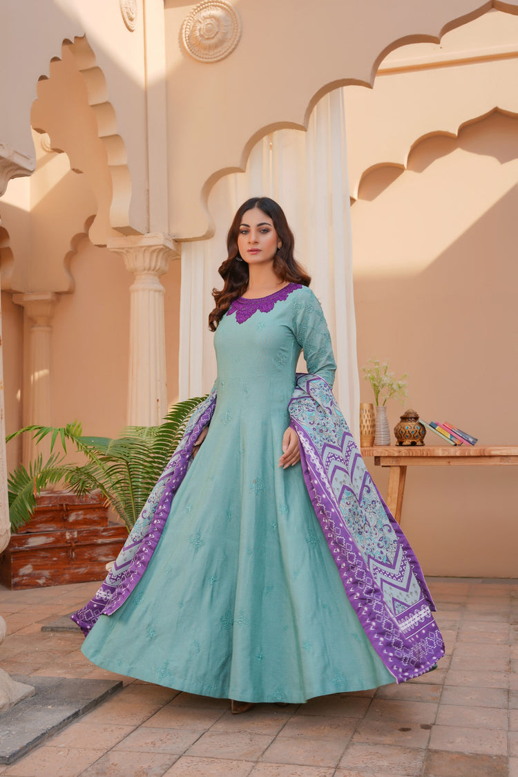 3 PC - Embroidered Karandi Pret - Threads & Weaves