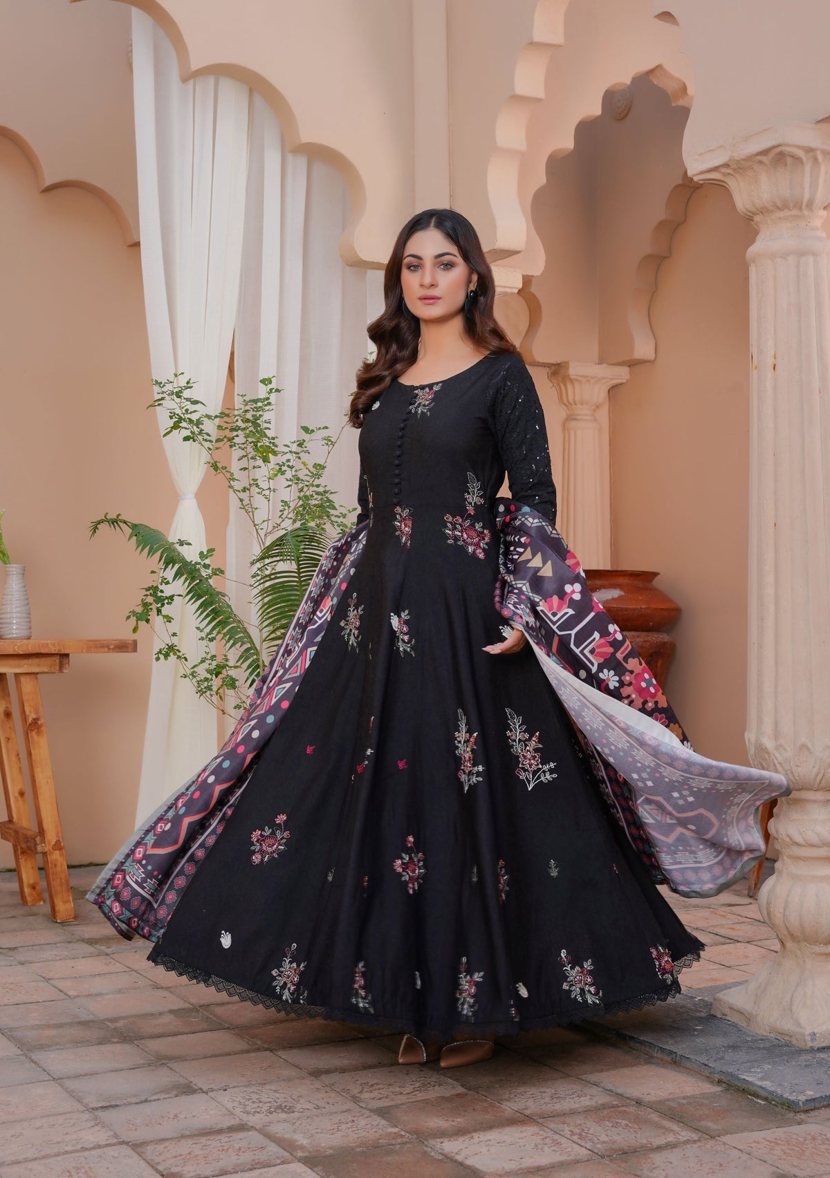 3 PC - Embroidered Karandi Pret - Threads & Weaves