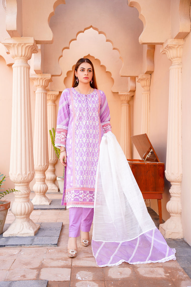 Embroidered lawn dress - ready to wear 3-piece - Threads & Weaves