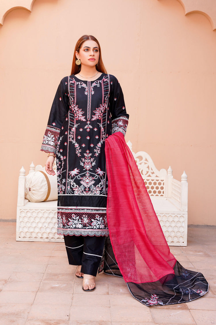 Embroidered lawn dress - ready to wear 3-piece - Threads & Weaves