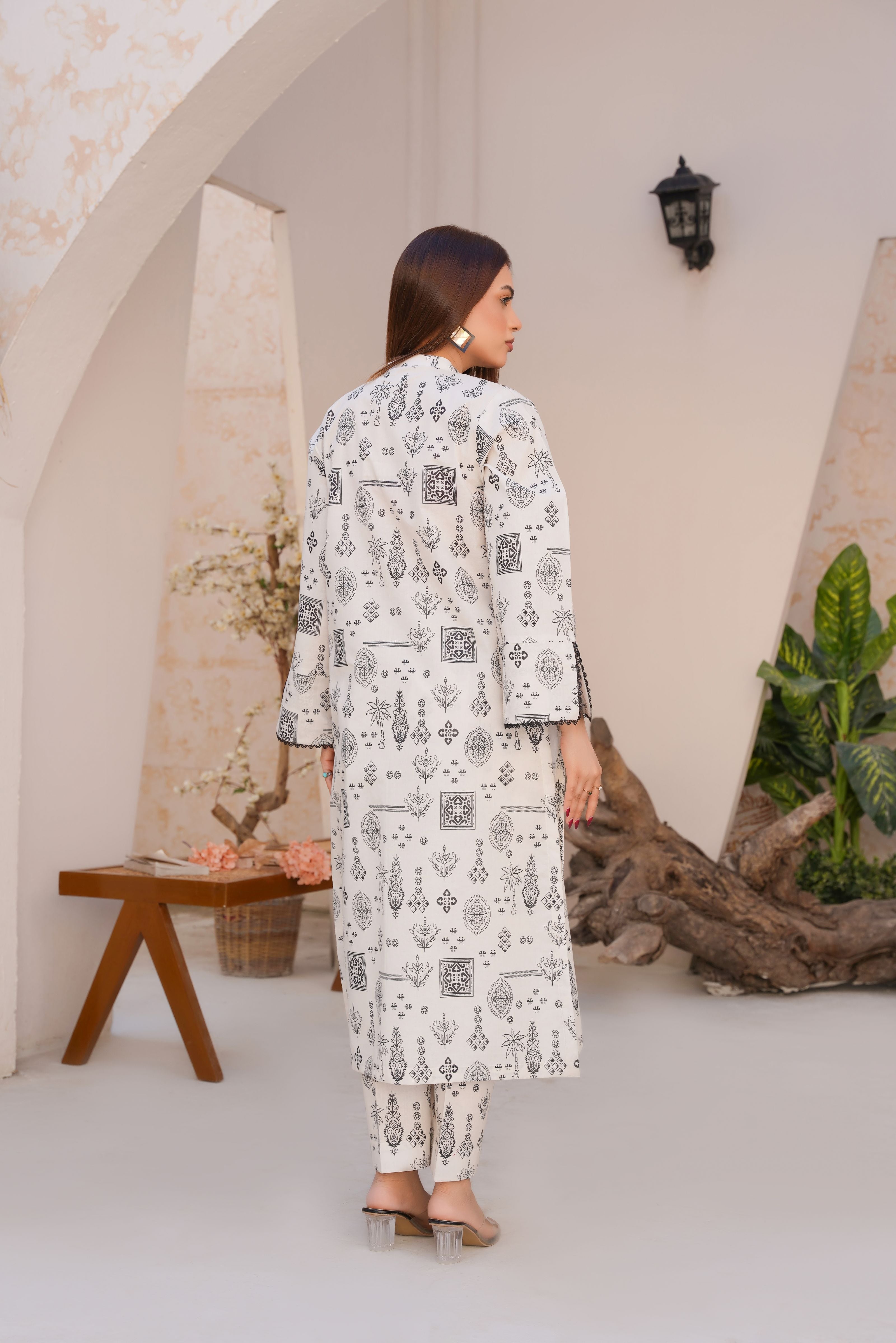 Classic White Intricate Lawn Suit - Ready to Wear 2PC - Threads & Weaves