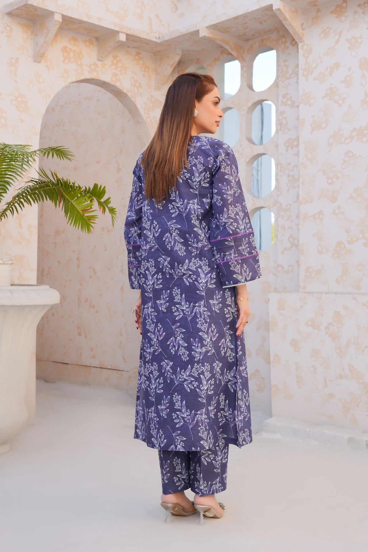 Regal Purple Floral Lawn Suit - Ready to Wear - Threads & Weaves
