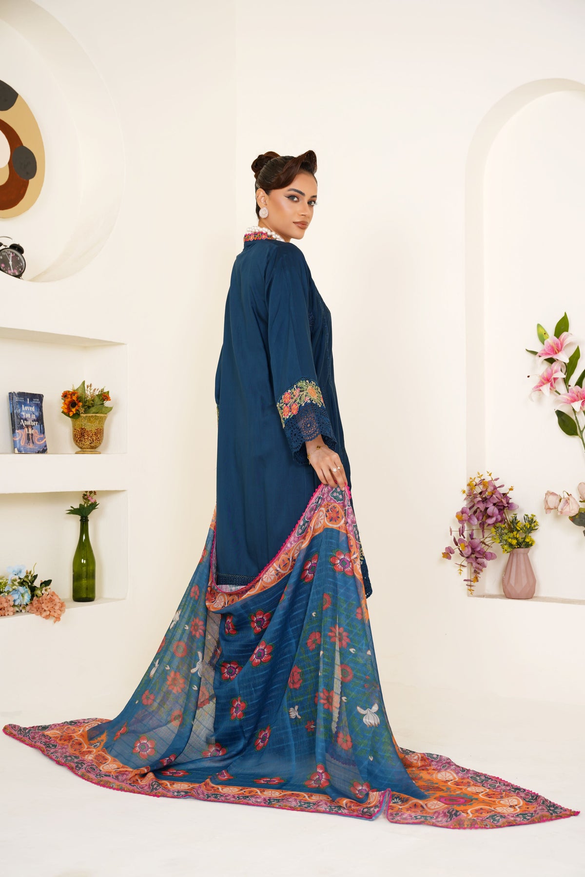 Zinc Embroidered Viscose 3-Piece Pret Suit with Multicolor Dupatta - Threads & Weaves