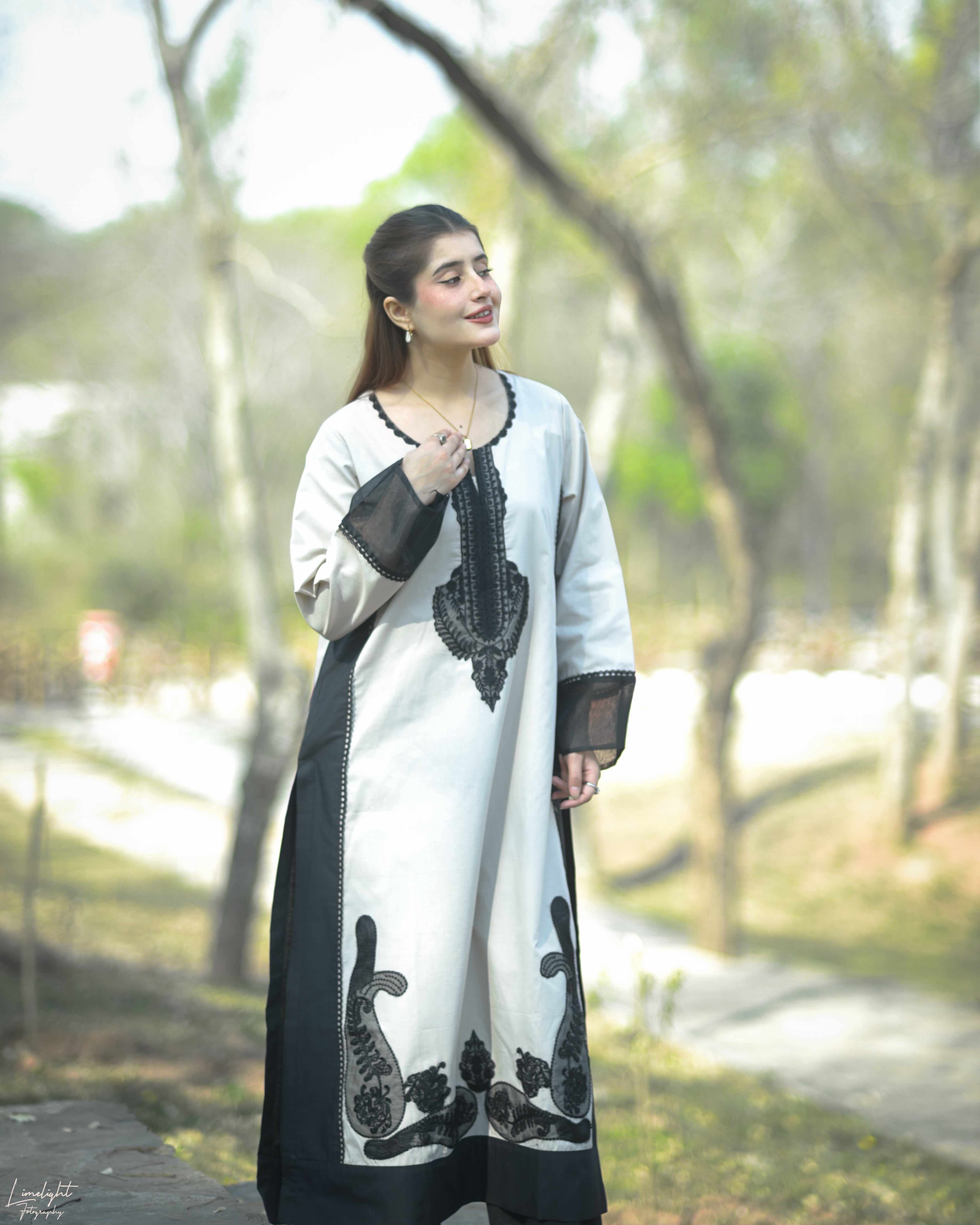 1 Piece Embroidered Cotton Long Dress