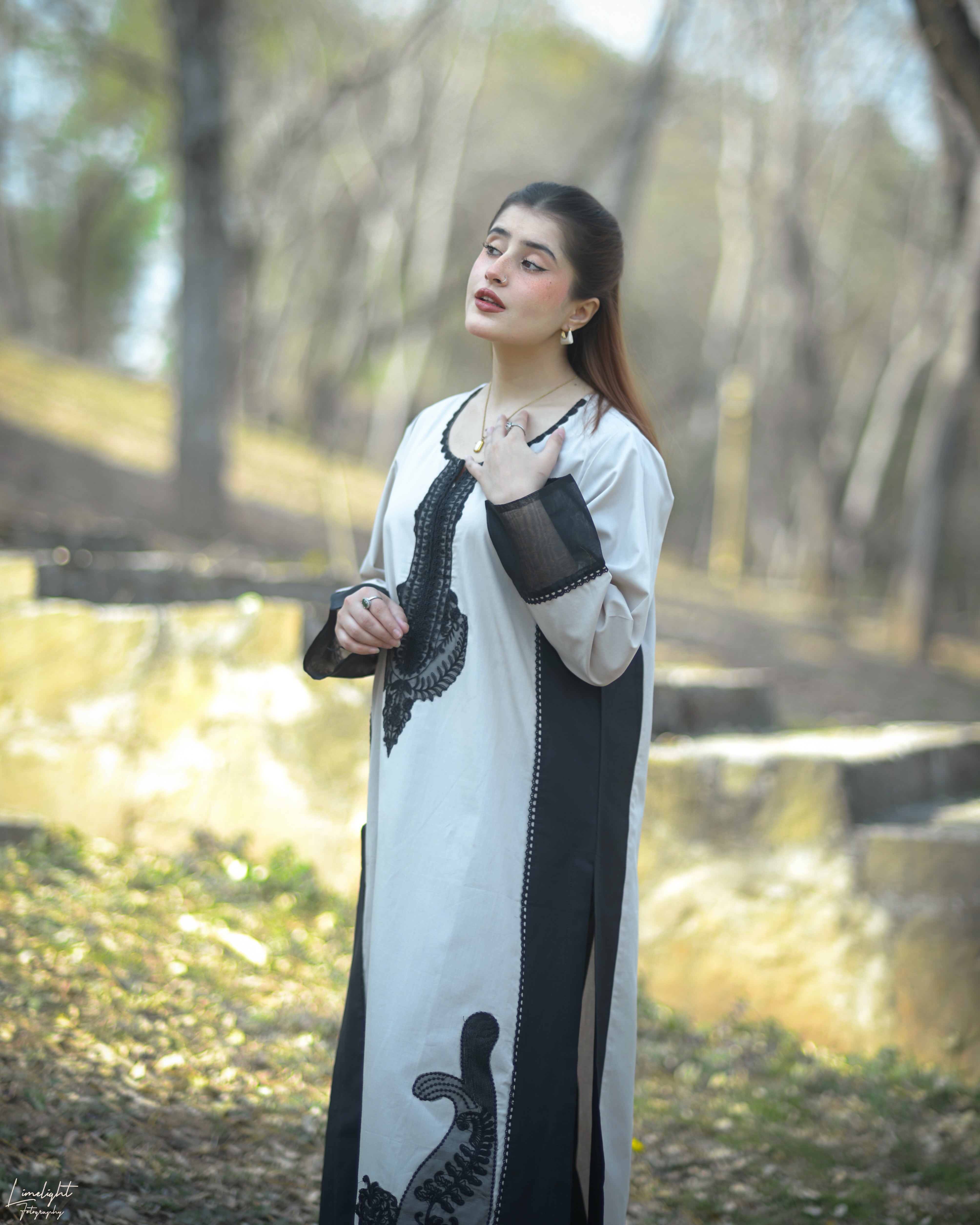 1 Piece Embroidered Cotton Long Dress