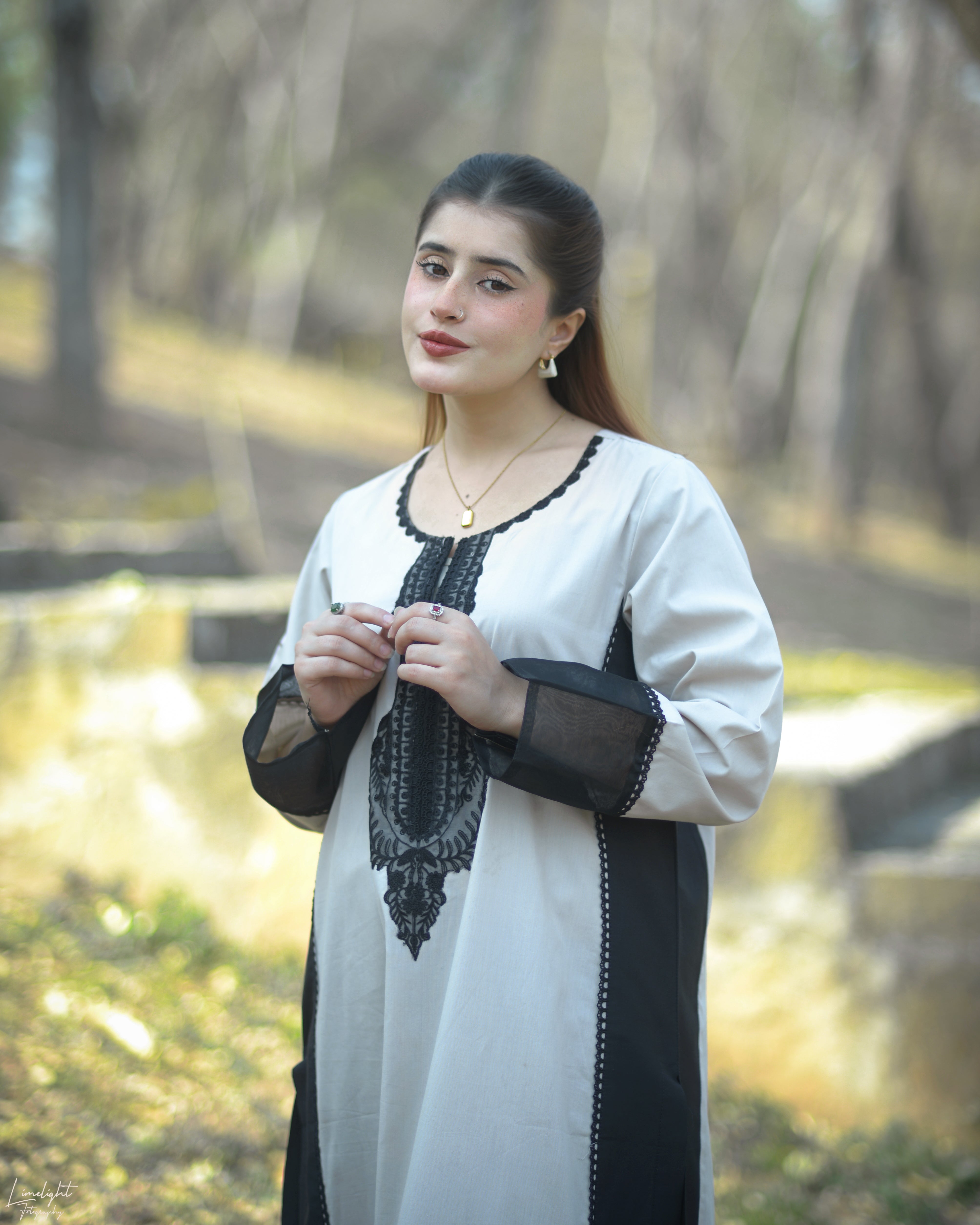 1 Piece Embroidered Cotton Long Dress