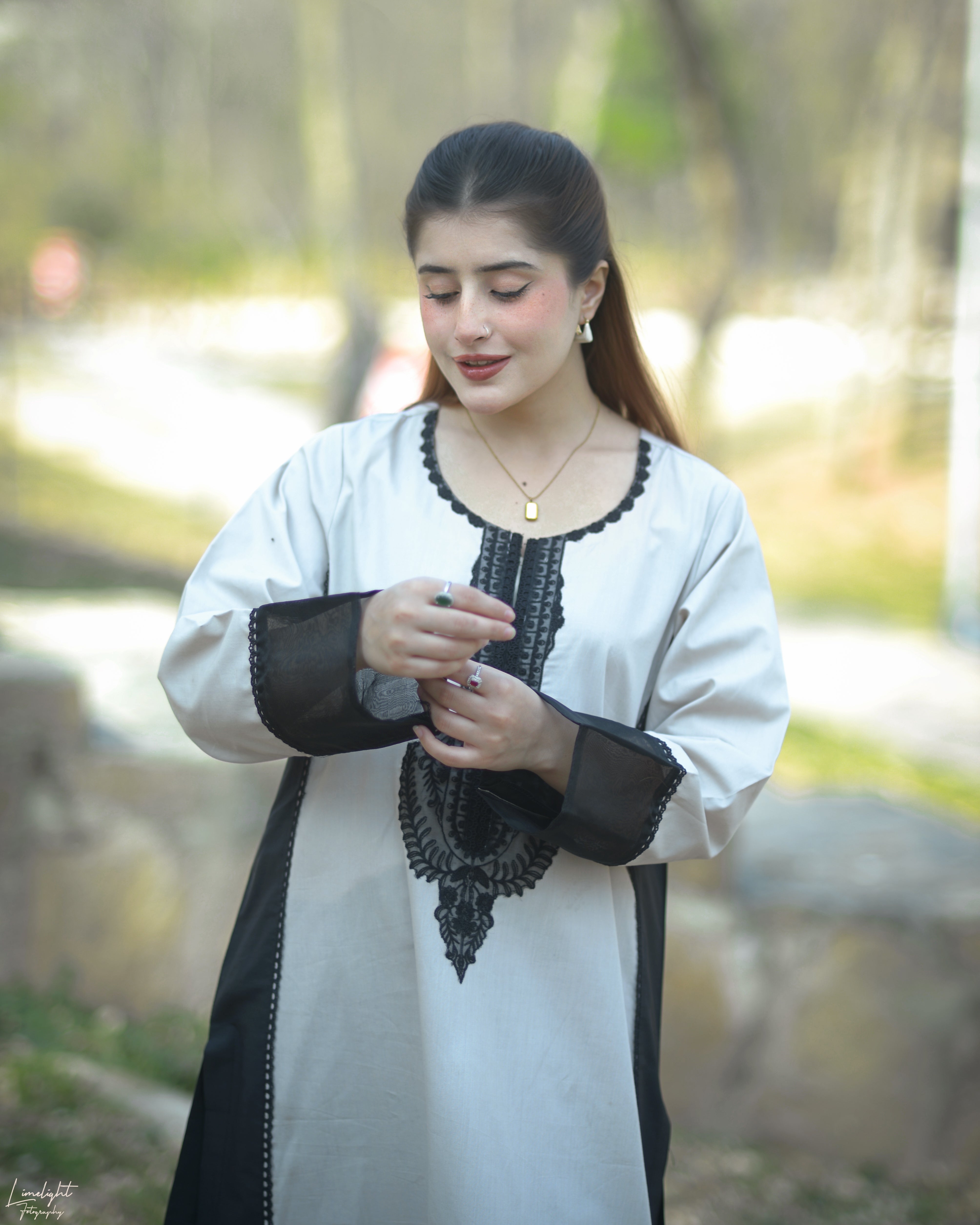 1 Piece Embroidered Cotton Long Dress