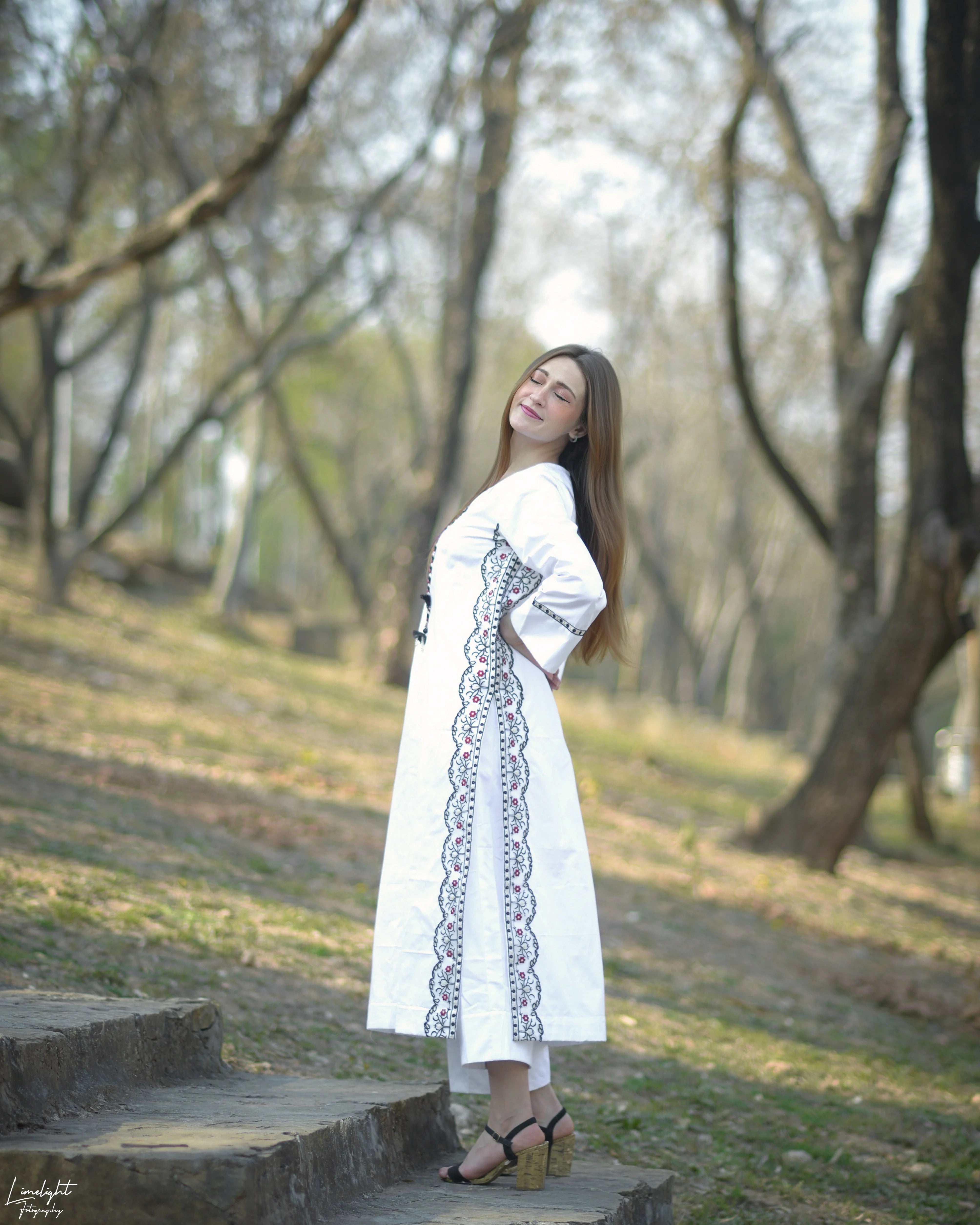 Premium Cotton Embroidered Striped Long Co-Ord Set