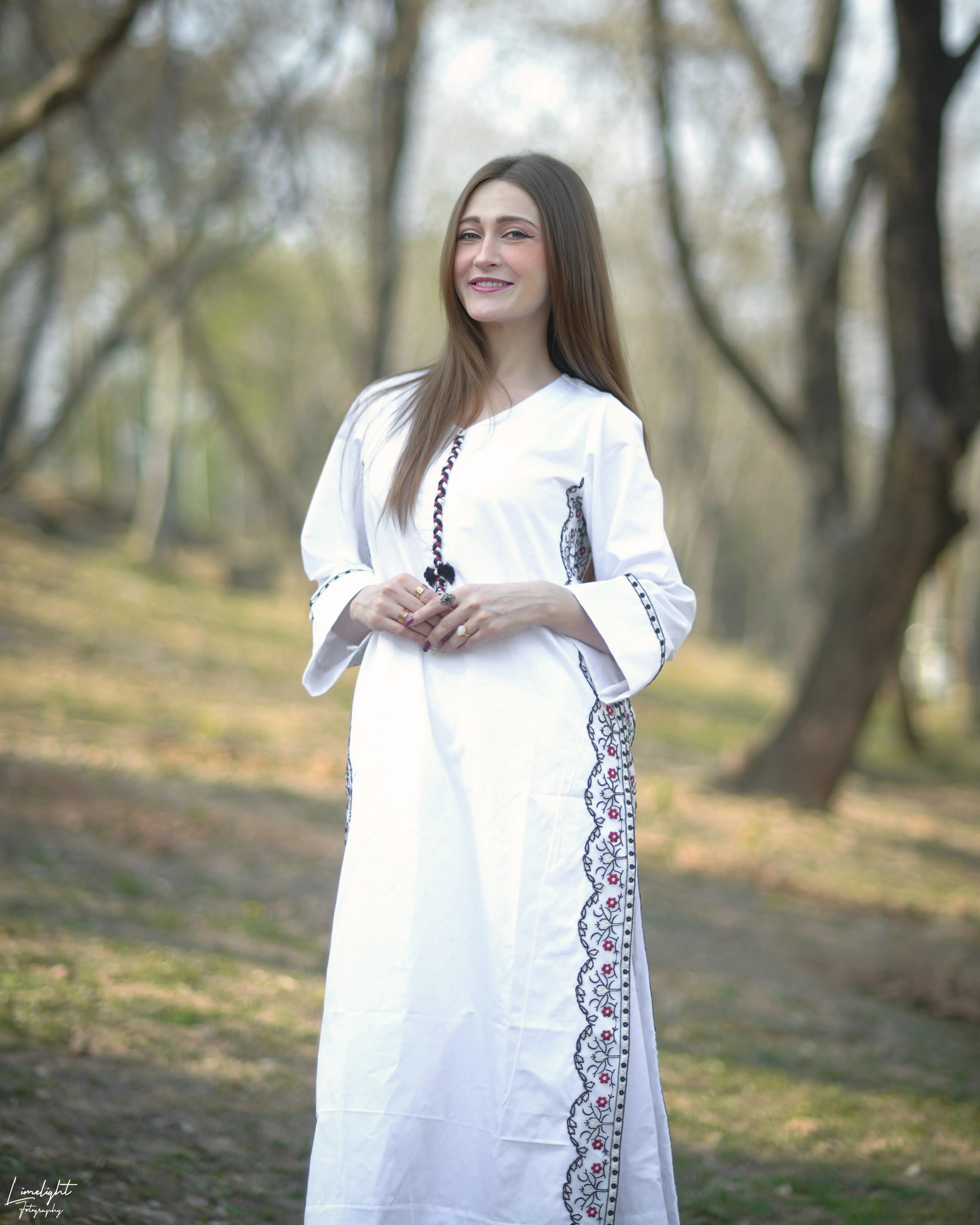 Premium Cotton Embroidered Striped Long Co-Ord Set